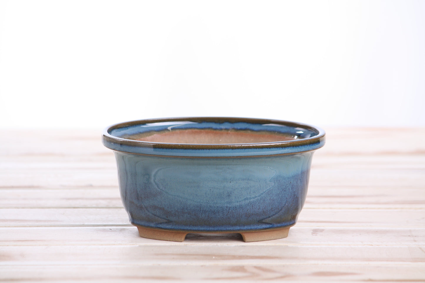 Willow Bonsai Ceramics Fat Bonsai Pot 5.5 Inch – Bold Oval Ceramic Bonsai & Succulent Planter with Accentuated Rim, High‑Fired Frost‑Proof Stoneware, Handmade in USA (Peacock 2025)