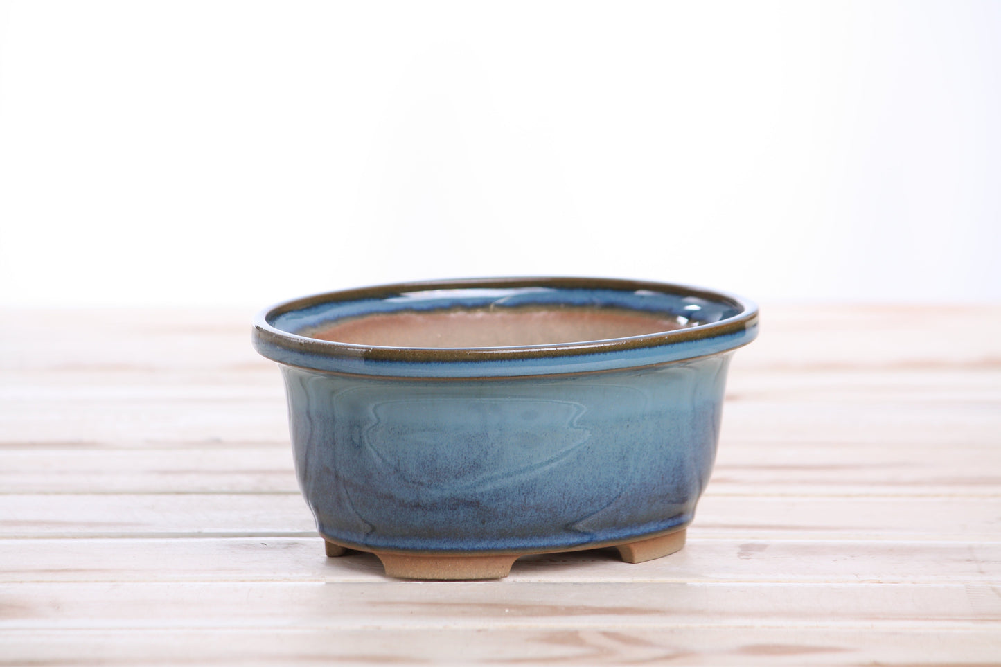 Willow Bonsai Ceramics Fat Bonsai Pot 5.5 Inch – Bold Oval Ceramic Bonsai & Succulent Planter with Accentuated Rim, High‑Fired Frost‑Proof Stoneware, Handmade in USA (Peacock 2025)