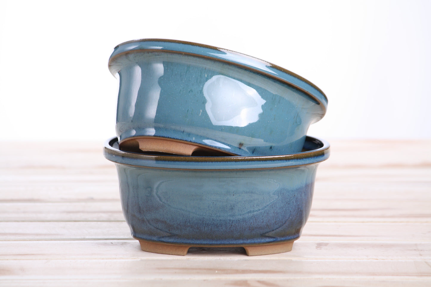 Willow Bonsai Ceramics Fat Bonsai Pot 5.5 Inch – Bold Oval Ceramic Bonsai & Succulent Planter with Accentuated Rim, High‑Fired Frost‑Proof Stoneware, Handmade in USA (Peacock 2025)