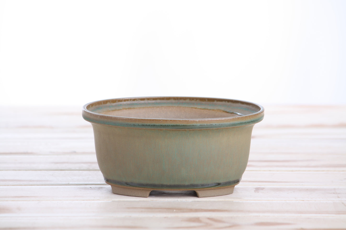 Willow Bonsai Ceramics Fat Bonsai Pot 5.5 Inch – Bold Oval Ceramic Bonsai & Succulent Planter with Accentuated Rim, High‑Fired Frost‑Proof Stoneware, Handmade in USA (Speckled Moss)