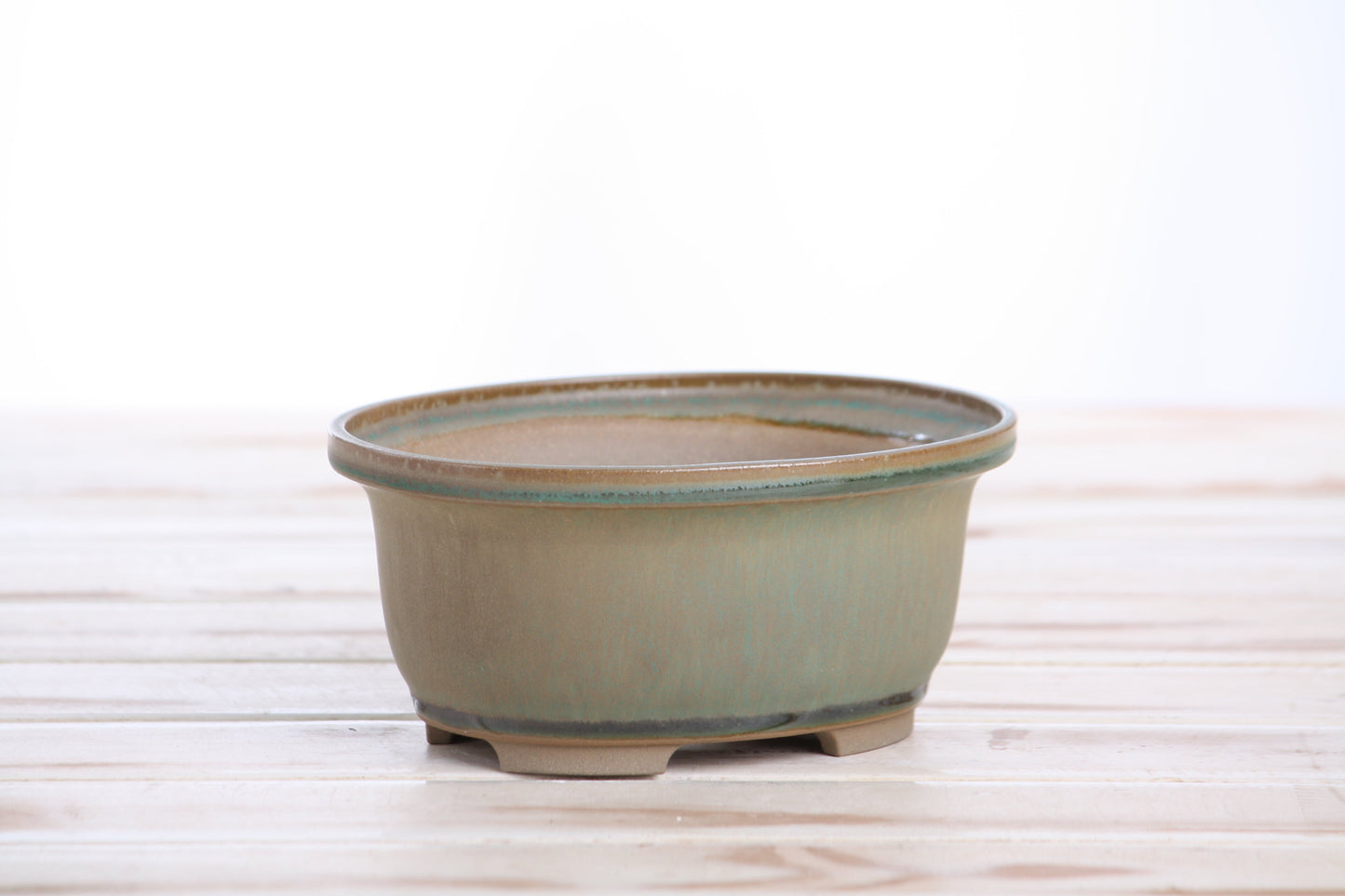 Willow Bonsai Ceramics Fat Bonsai Pot 5.5 Inch – Bold Oval Ceramic Bonsai & Succulent Planter with Accentuated Rim, High‑Fired Frost‑Proof Stoneware, Handmade in USA (Speckled Moss)