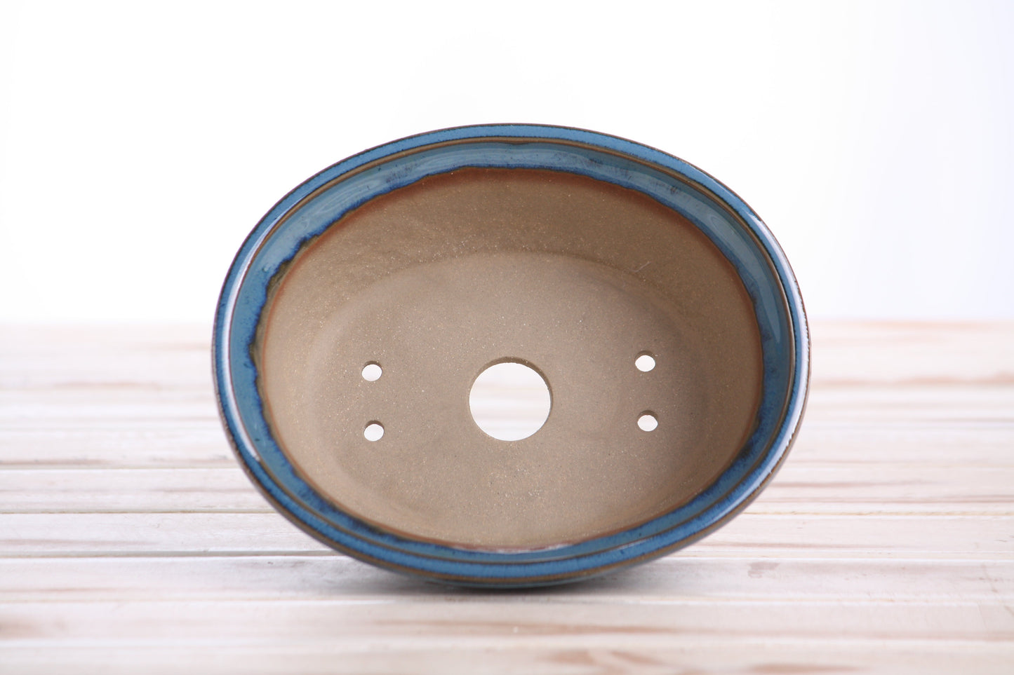 Willow Bonsai Ceramics Fat Bonsai Pot 6.5 Inch – Bold Oval Ceramic Bonsai & Succulent Planter with Accentuated Rim, High‑Fired Frost‑Proof Stoneware, Handmade in USA (Peacock)