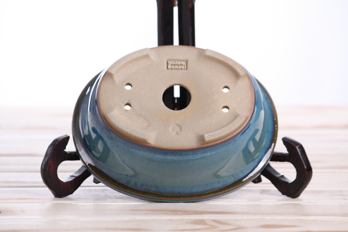 Willow Bonsai Ceramics Fat Bonsai Pot 6.5 Inch – Bold Oval Ceramic Bonsai & Succulent Planter with Accentuated Rim, High‑Fired Frost‑Proof Stoneware, Handmade in USA (Peacock)