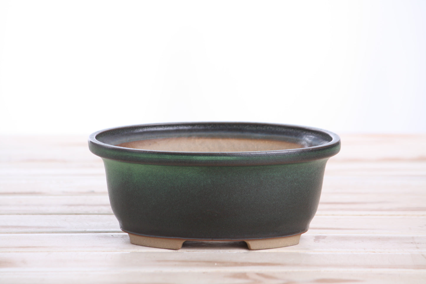 Willow Bonsai Ceramics Fat Bonsai Pot 6.5 Inch – Bold Oval Ceramic Bonsai & Succulent Planter with Accentuated Rim, High‑Fired Frost‑Proof Stoneware, Handmade in USA (Avocado)