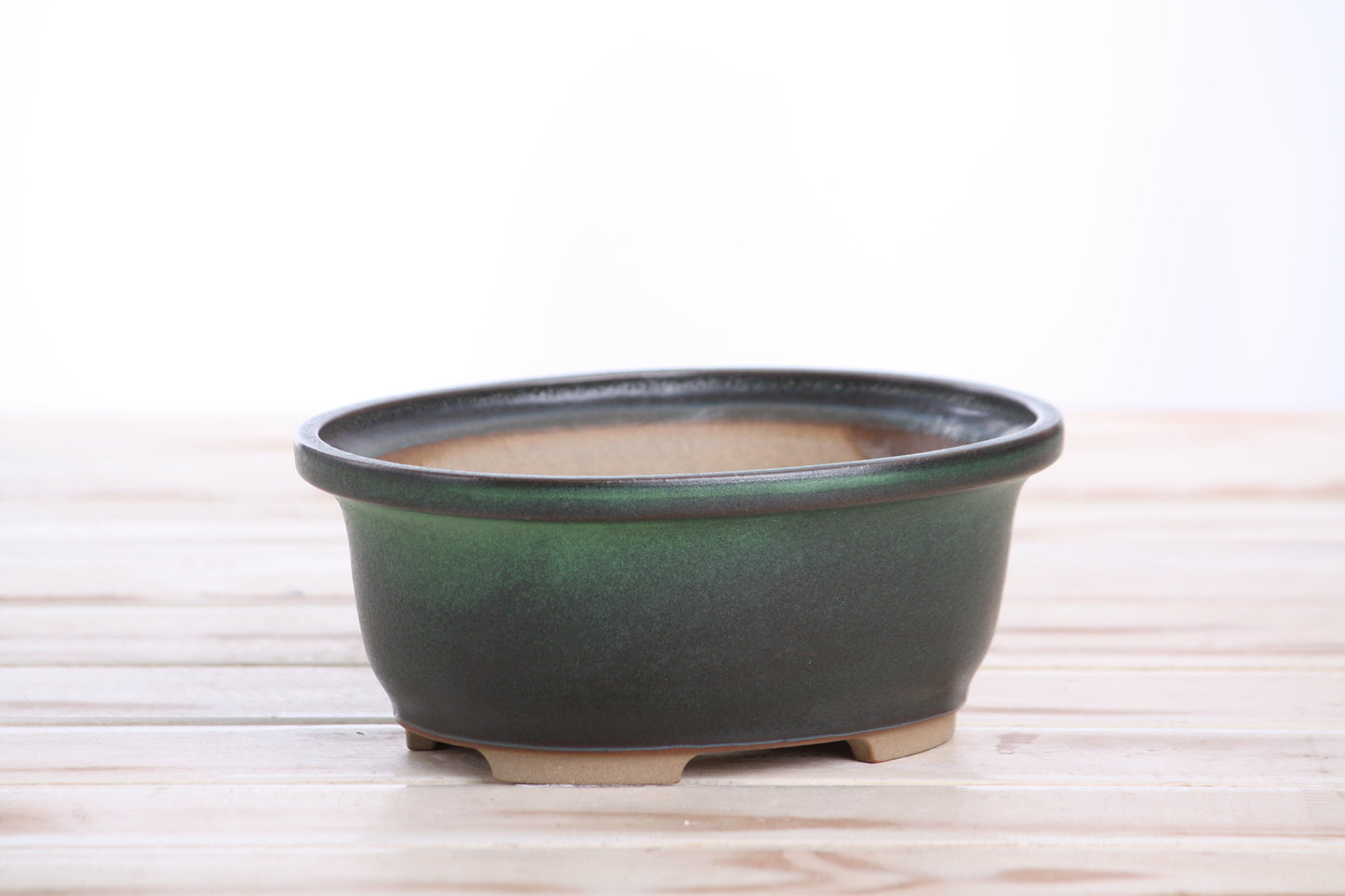 Willow Bonsai Ceramics Fat Bonsai Pot 6.5 Inch – Bold Oval Ceramic Bonsai & Succulent Planter with Accentuated Rim, High‑Fired Frost‑Proof Stoneware, Handmade in USA (Avocado)