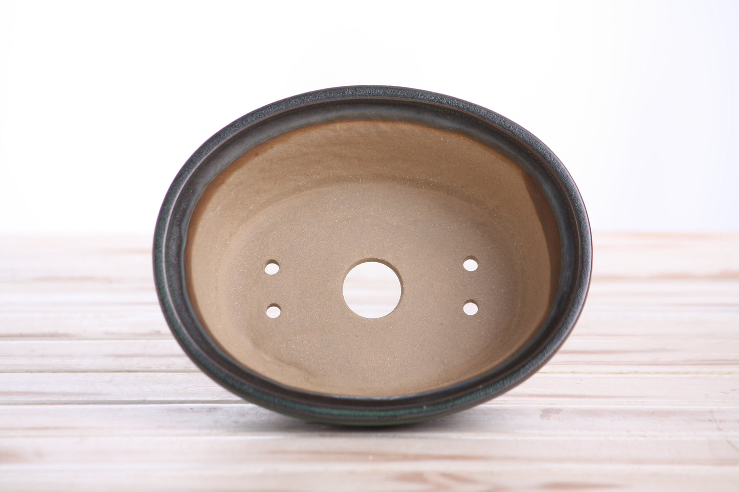 Willow Bonsai Ceramics Fat Bonsai Pot 6.5 Inch – Bold Oval Ceramic Bonsai & Succulent Planter with Accentuated Rim, High‑Fired Frost‑Proof Stoneware, Handmade in USA (Avocado)