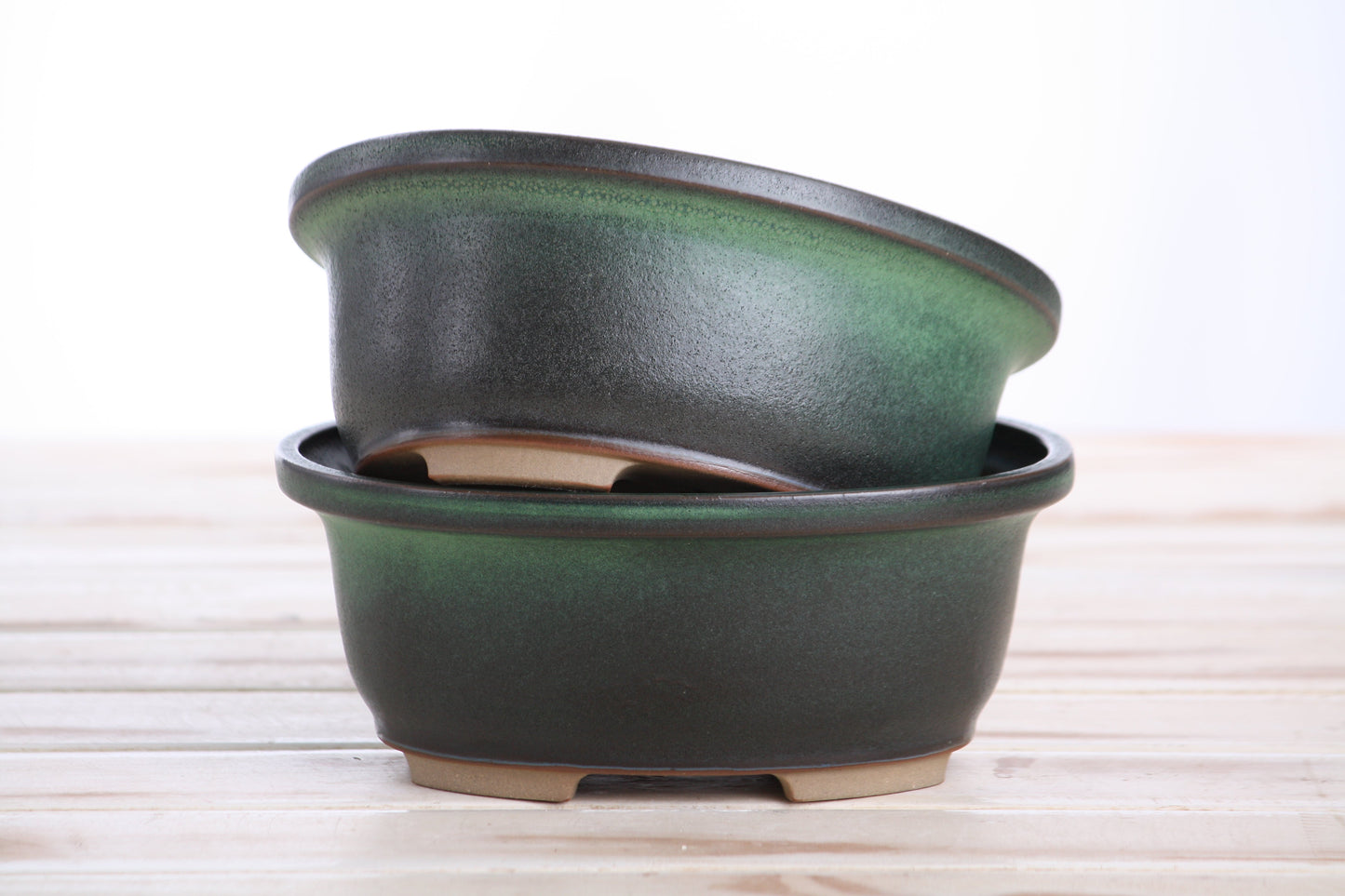 Willow Bonsai Ceramics Fat Bonsai Pot 6.5 Inch – Bold Oval Ceramic Bonsai & Succulent Planter with Accentuated Rim, High‑Fired Frost‑Proof Stoneware, Handmade in USA (Avocado)