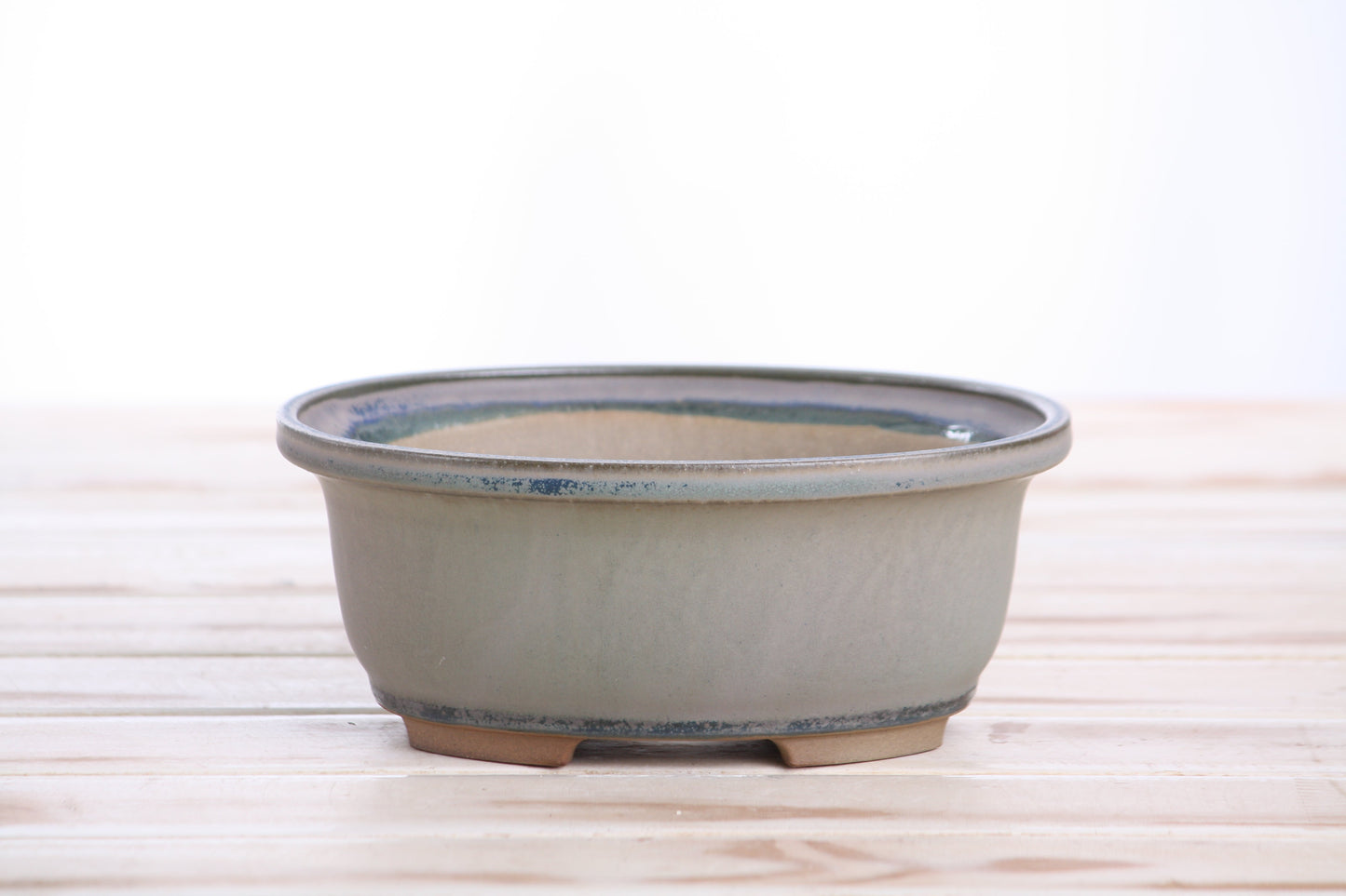 Willow Bonsai Ceramics Fat Bonsai Pot 6.5 Inch – Bold Oval Ceramic Bonsai & Succulent Planter with Accentuated Rim, High‑Fired Frost‑Proof Stoneware, Handmade in USA (Ocean)