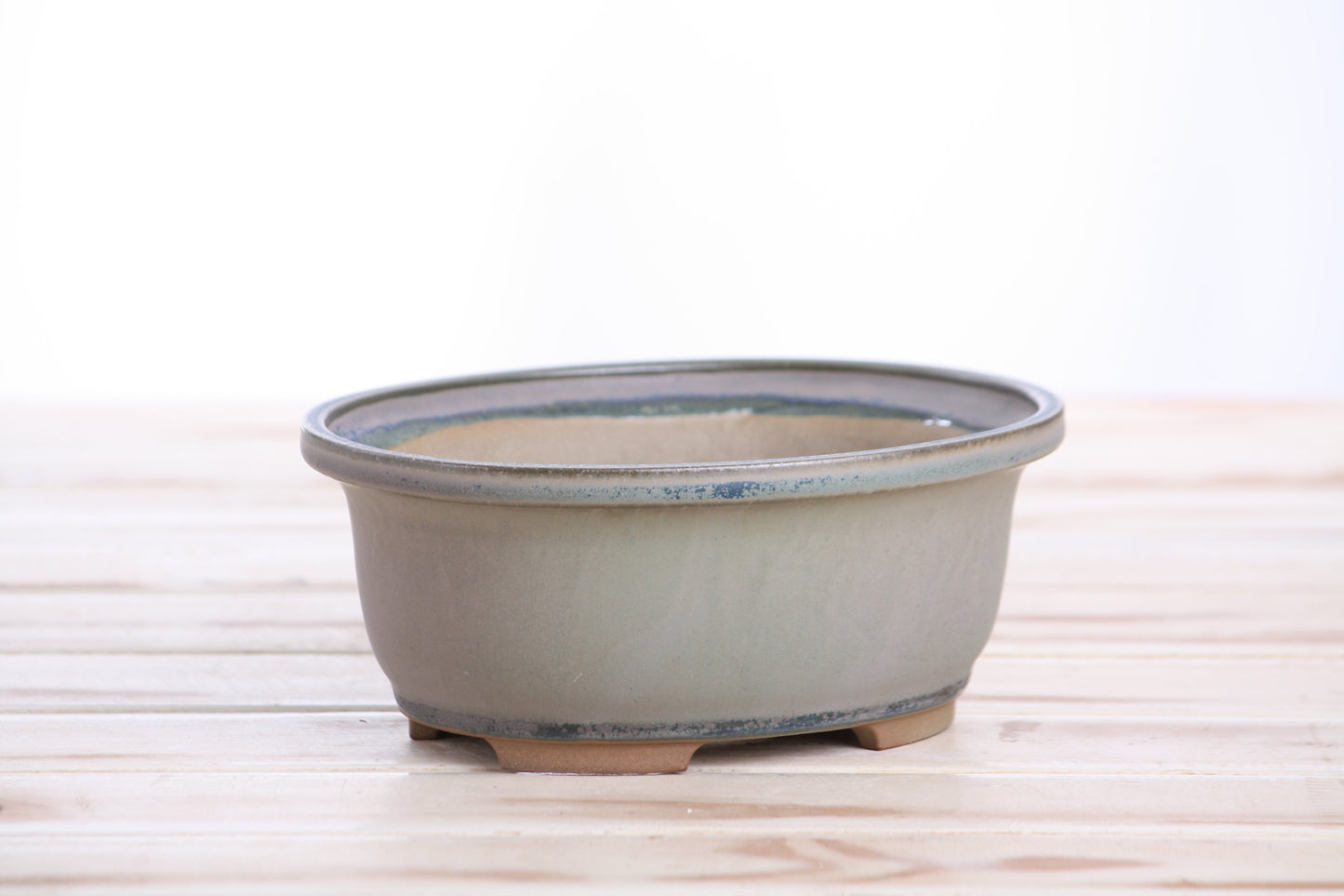 Willow Bonsai Ceramics Fat Bonsai Pot 6.5 Inch – Bold Oval Ceramic Bonsai & Succulent Planter with Accentuated Rim, High‑Fired Frost‑Proof Stoneware, Handmade in USA (Ocean)