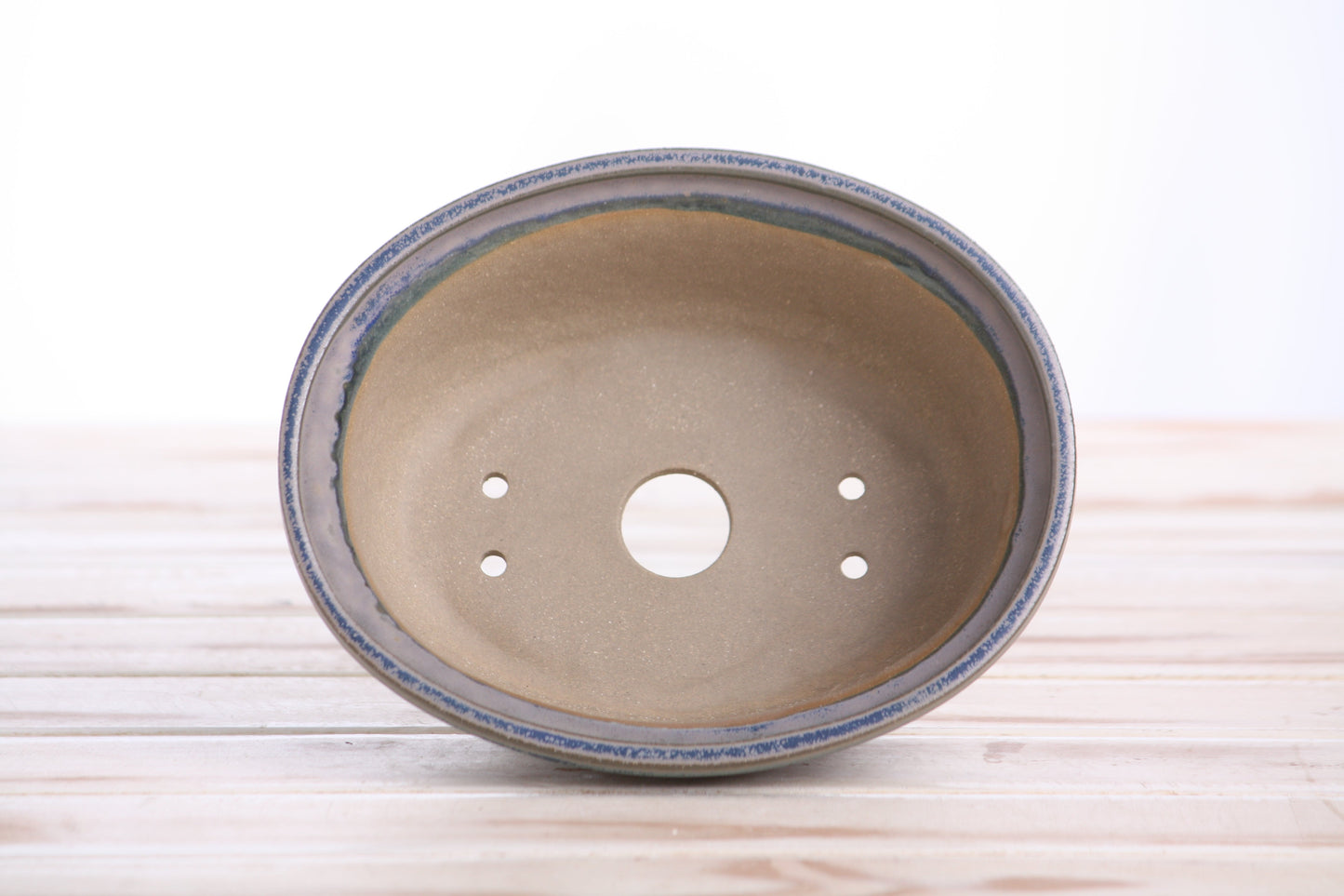 Willow Bonsai Ceramics Fat Bonsai Pot 6.5 Inch – Bold Oval Ceramic Bonsai & Succulent Planter with Accentuated Rim, High‑Fired Frost‑Proof Stoneware, Handmade in USA (Ocean)