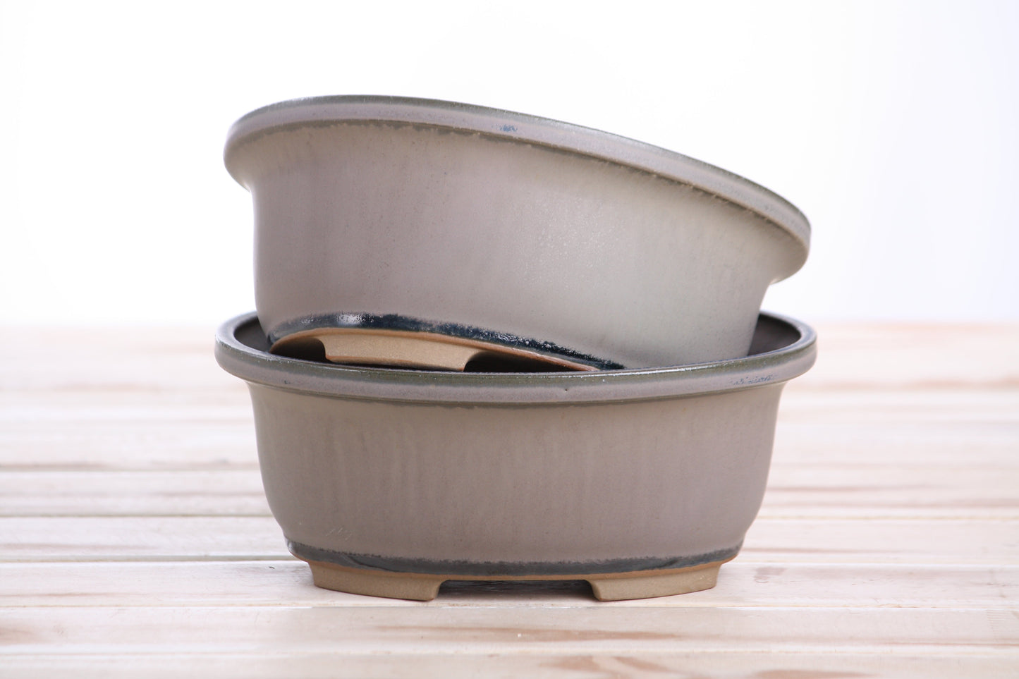 Willow Bonsai Ceramics Fat Bonsai Pot 6.5 Inch – Bold Oval Ceramic Bonsai & Succulent Planter with Accentuated Rim, High‑Fired Frost‑Proof Stoneware, Handmade in USA (Ocean)