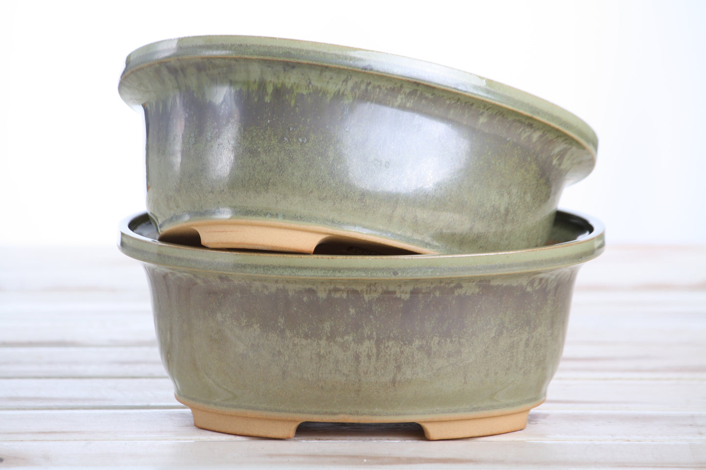 Willow Bonsai Ceramics Fat Bonsai Pot 7.5 Inch – Bold Oval Ceramic Bonsai & Succulent Planter with Accentuated Rim, High‑Fired Frost‑Proof Stoneware, Handmade in USA (Copenhagen)