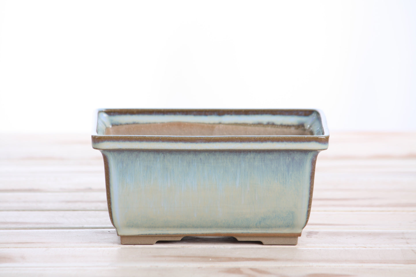 Willow Bonsai Ceramics Rectangle Deep Bonsai Pot 6 Inch – Higher‑Profile Rectangular Ceramic Bonsai & Succulent Planter with Accentuated Rim, High‑Fired Frost‑Proof Stoneware, Handmade in USA (Glacier)