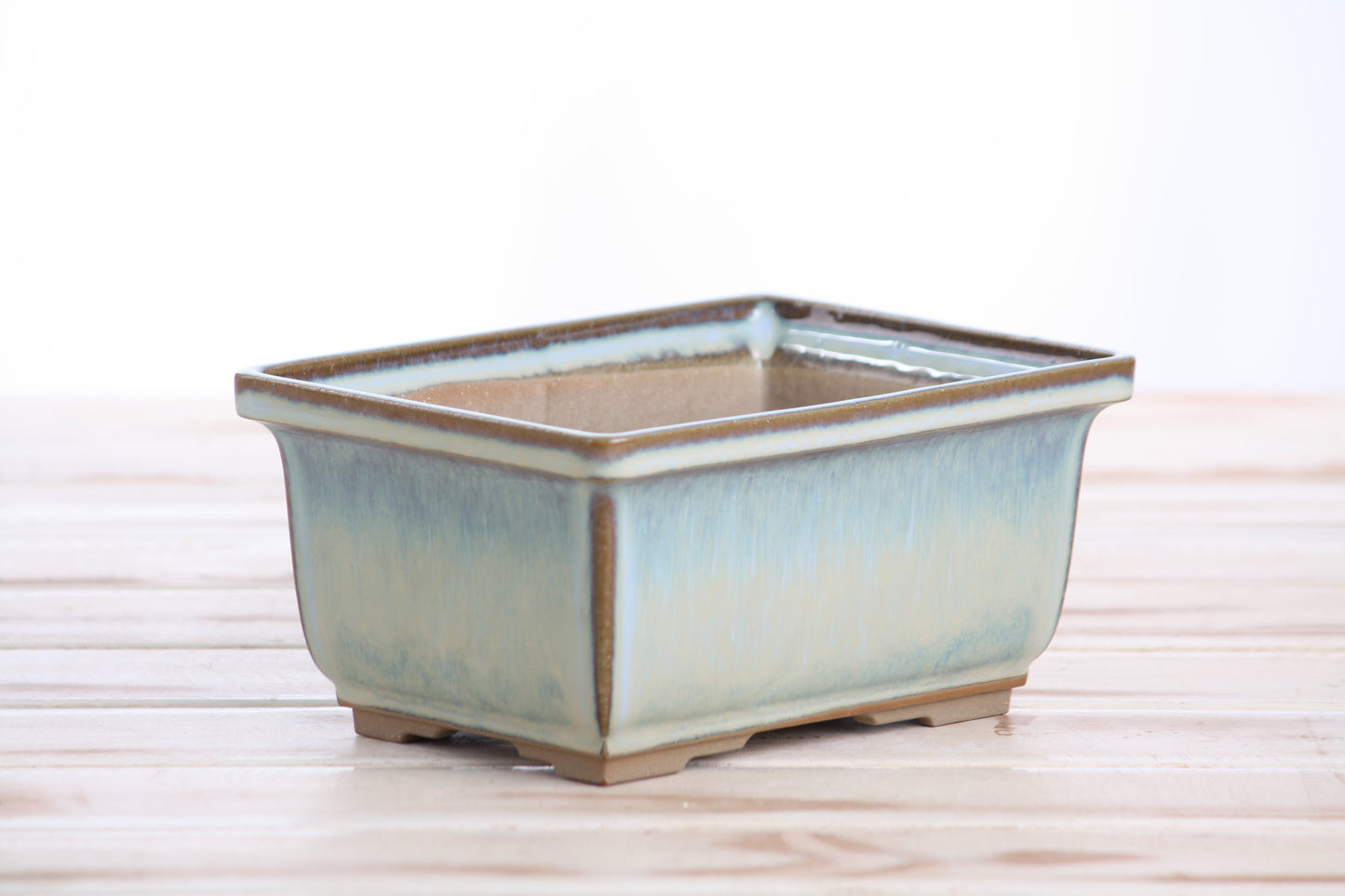 Willow Bonsai Ceramics Rectangle Deep Bonsai Pot 6 Inch – Higher‑Profile Rectangular Ceramic Bonsai & Succulent Planter with Accentuated Rim, High‑Fired Frost‑Proof Stoneware, Handmade in USA (Glacier)