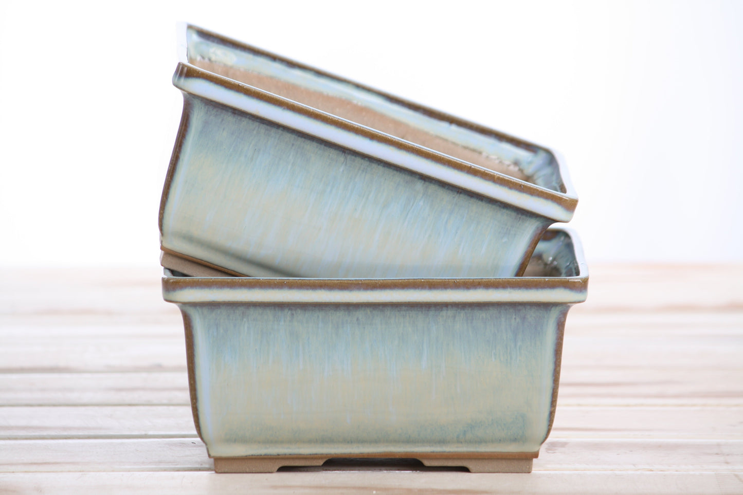 Willow Bonsai Ceramics Rectangle Deep Bonsai Pot 6 Inch – Higher‑Profile Rectangular Ceramic Bonsai & Succulent Planter with Accentuated Rim, High‑Fired Frost‑Proof Stoneware, Handmade in USA (Glacier)