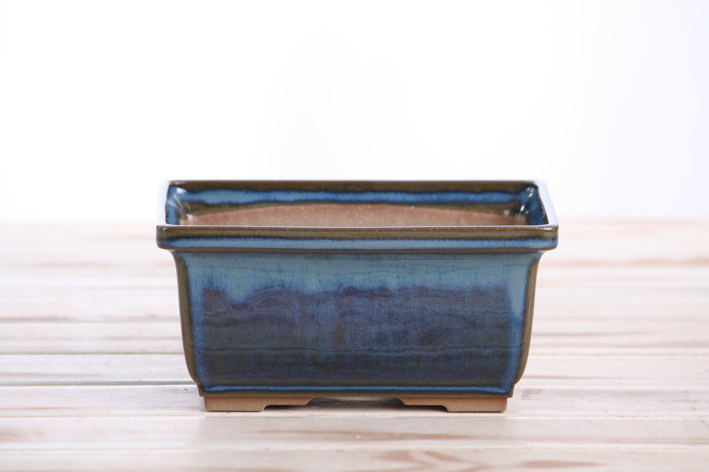 Willow Bonsai Ceramics Rectangle Deep Bonsai Pot 6 Inch – Higher‑Profile Rectangular Ceramic Bonsai & Succulent Planter with Accentuated Rim, High‑Fired Frost‑Proof Stoneware, Handmade in USA (Peacock)