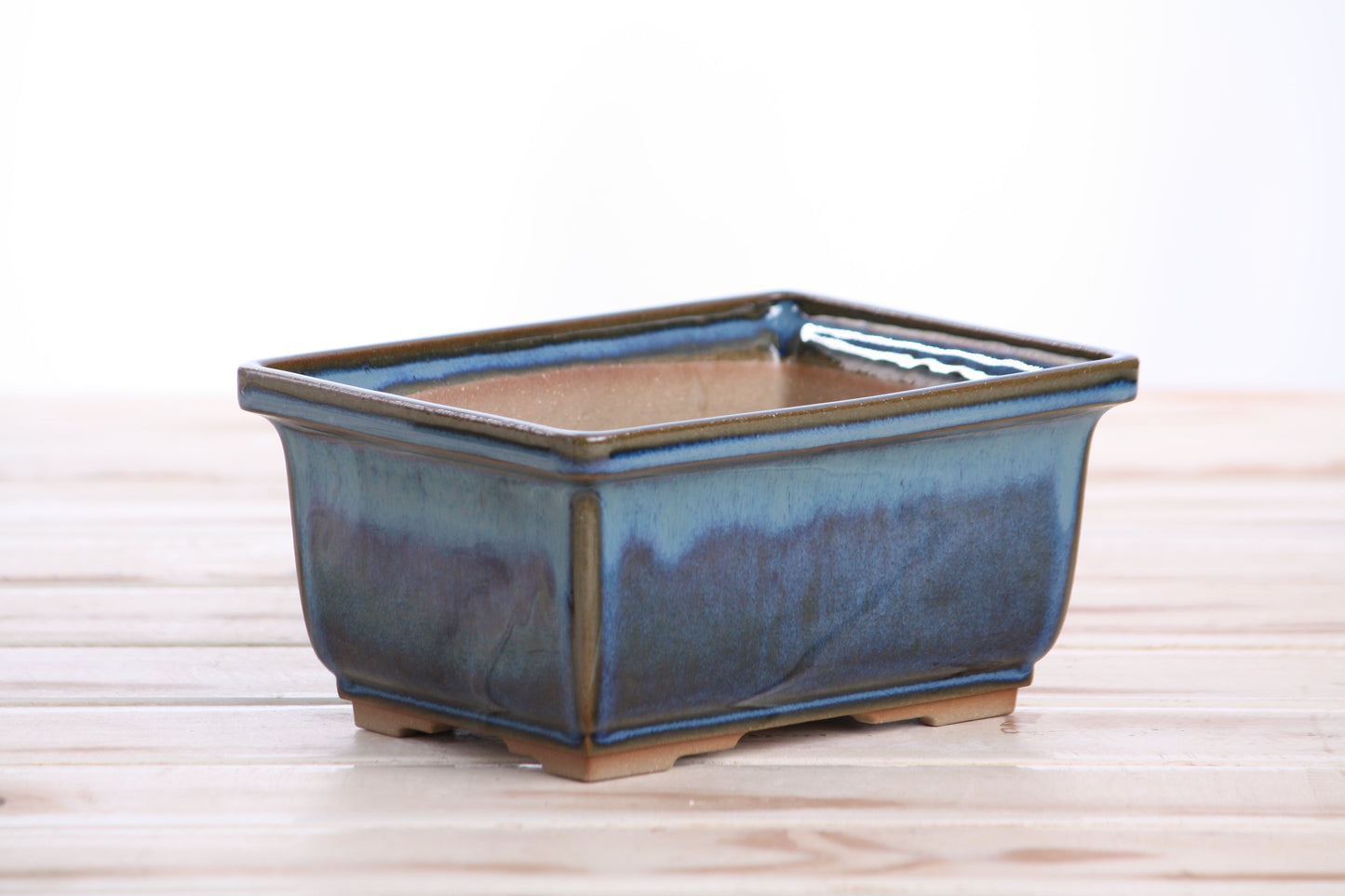 Willow Bonsai Ceramics Rectangle Deep Bonsai Pot 6 Inch – Higher‑Profile Rectangular Ceramic Bonsai & Succulent Planter with Accentuated Rim, High‑Fired Frost‑Proof Stoneware, Handmade in USA (Peacock)