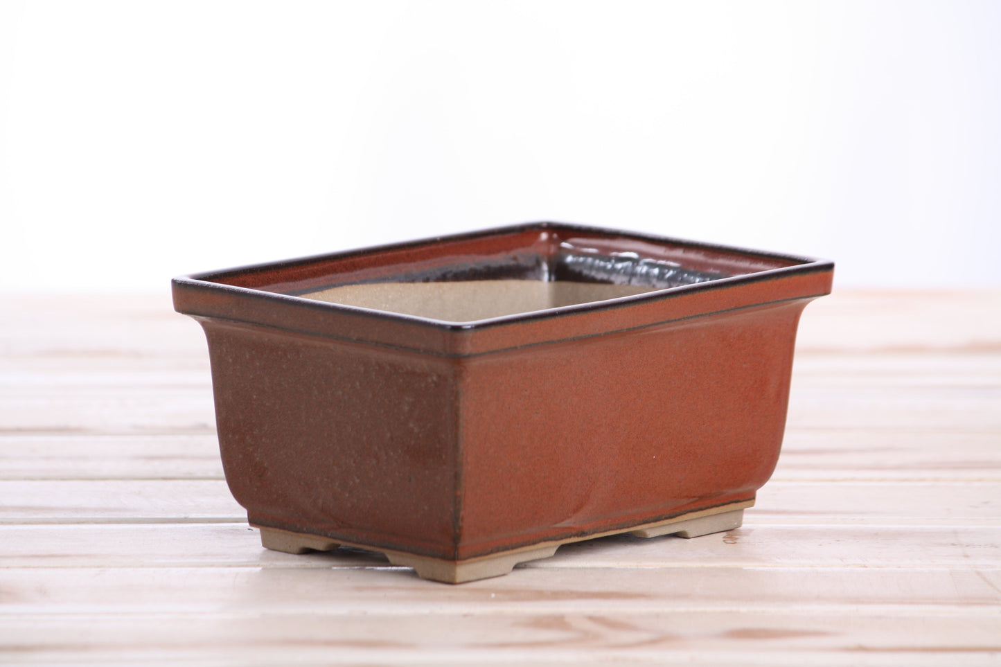 Willow Bonsai Ceramics Rectangle Deep Bonsai Pot 6 Inch – Higher‑Profile Rectangular Ceramic Bonsai & Succulent Planter with Accentuated Rim, High‑Fired Frost‑Proof Stoneware, Handmade in USA (Sunset)