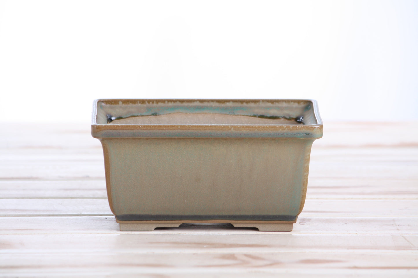 Willow Bonsai Ceramics Rectangle Deep Bonsai Pot 6 Inch – Higher‑Profile Rectangular Ceramic Bonsai & Succulent Planter with Accentuated Rim, High‑Fired Frost‑Proof Stoneware, Handmade in USA (Speckled Moss)