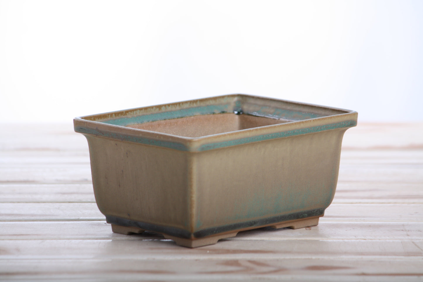 Willow Bonsai Ceramics Rectangle Deep Bonsai Pot 6 Inch – Higher‑Profile Rectangular Ceramic Bonsai & Succulent Planter with Accentuated Rim, High‑Fired Frost‑Proof Stoneware, Handmade in USA (Speckled Moss)