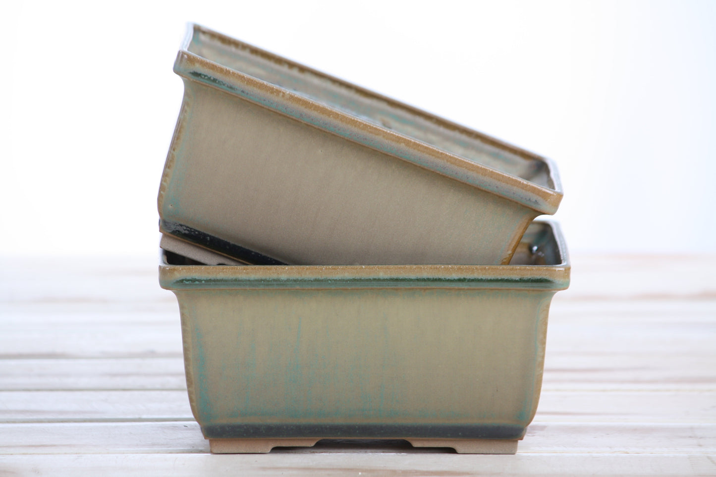 Willow Bonsai Ceramics Rectangle Deep Bonsai Pot 6 Inch – Higher‑Profile Rectangular Ceramic Bonsai & Succulent Planter with Accentuated Rim, High‑Fired Frost‑Proof Stoneware, Handmade in USA (Speckled Moss)