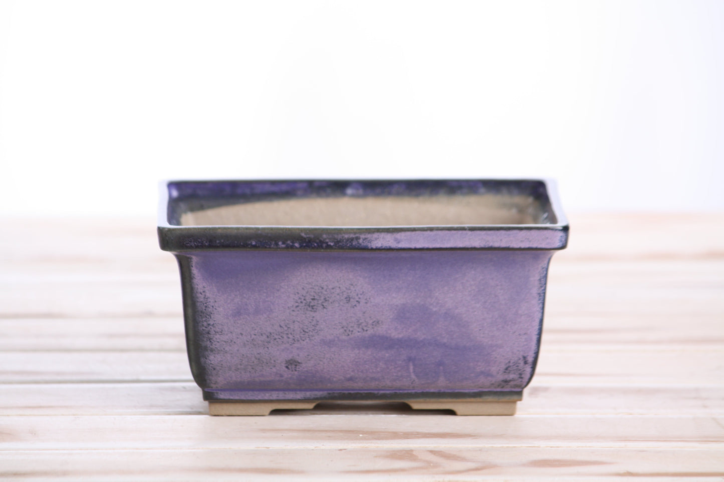 Willow Bonsai Ceramics Rectangle Deep Bonsai Pot 6 Inch – Higher‑Profile Rectangular Ceramic Bonsai & Succulent Planter with Accentuated Rim, High‑Fired Frost‑Proof Stoneware, Handmade in USA (Purple)