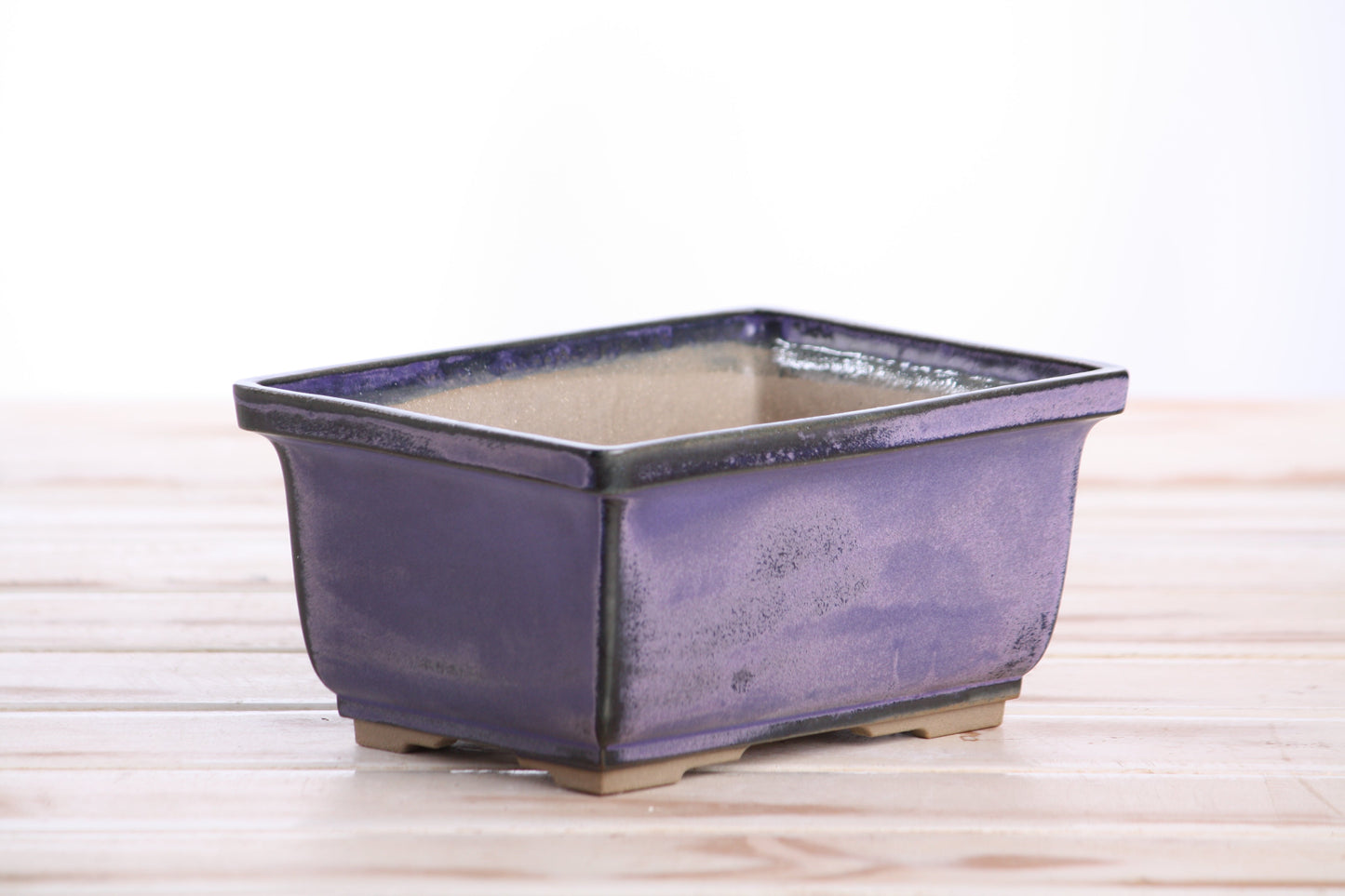 Willow Bonsai Ceramics Rectangle Deep Bonsai Pot 6 Inch – Higher‑Profile Rectangular Ceramic Bonsai & Succulent Planter with Accentuated Rim, High‑Fired Frost‑Proof Stoneware, Handmade in USA (Purple)