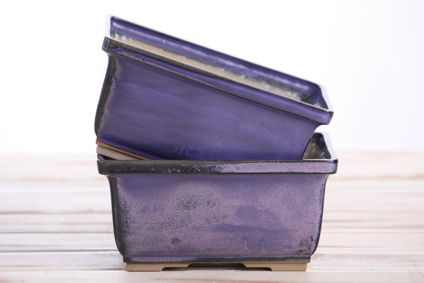 Willow Bonsai Ceramics Rectangle Deep Bonsai Pot 6 Inch – Higher‑Profile Rectangular Ceramic Bonsai & Succulent Planter with Accentuated Rim, High‑Fired Frost‑Proof Stoneware, Handmade in USA (Purple)