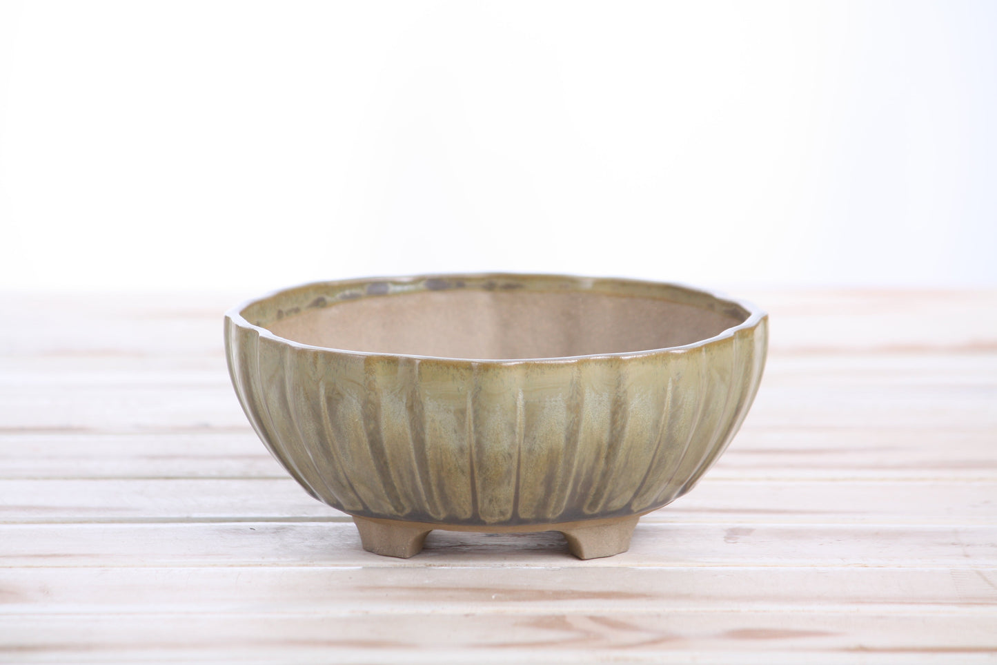 Willow Bonsai Ceramics Lily Bonsai Pot 6 Inch – Sculpted Rounded Ceramic Bonsai & Succulent Planter with Wavy Profile, High‑Fired Frost‑Proof Stoneware, Handmade in USA (Copenhagen)