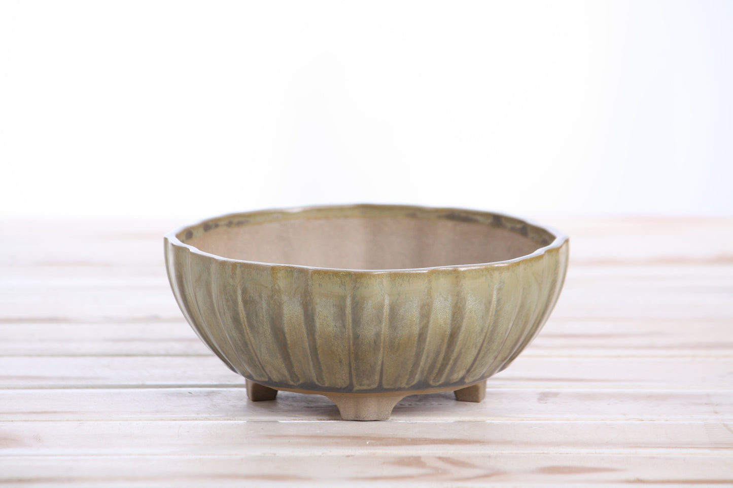Willow Bonsai Ceramics Lily Bonsai Pot 6 Inch – Sculpted Rounded Ceramic Bonsai & Succulent Planter with Wavy Profile, High‑Fired Frost‑Proof Stoneware, Handmade in USA (Copenhagen)