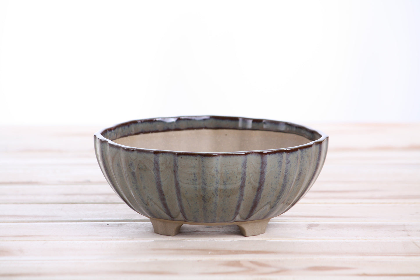 Willow Bonsai Ceramics Lily Bonsai Pot 6 Inch – Sculpted Rounded Ceramic Bonsai & Succulent Planter with Wavy Profile, High‑Fired Frost‑Proof Stoneware, Handmade in USA (Starry Night)
