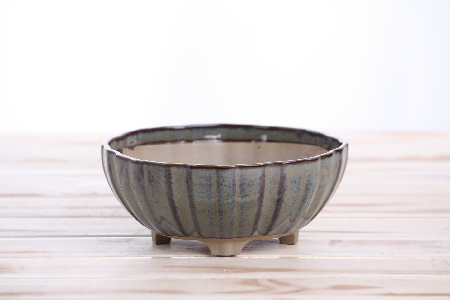 Willow Bonsai Ceramics Lily Bonsai Pot 6 Inch – Sculpted Rounded Ceramic Bonsai & Succulent Planter with Wavy Profile, High‑Fired Frost‑Proof Stoneware, Handmade in USA (Starry Night)
