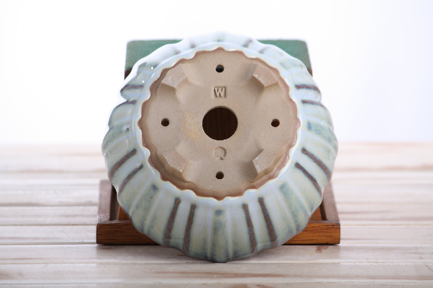 Willow Bonsai Ceramics Lily Bonsai Pot 6 Inch – Sculpted Rounded Ceramic Bonsai & Succulent Planter with Wavy Profile, High‑Fired Frost‑Proof Stoneware, Handmade in USA (Glacier)