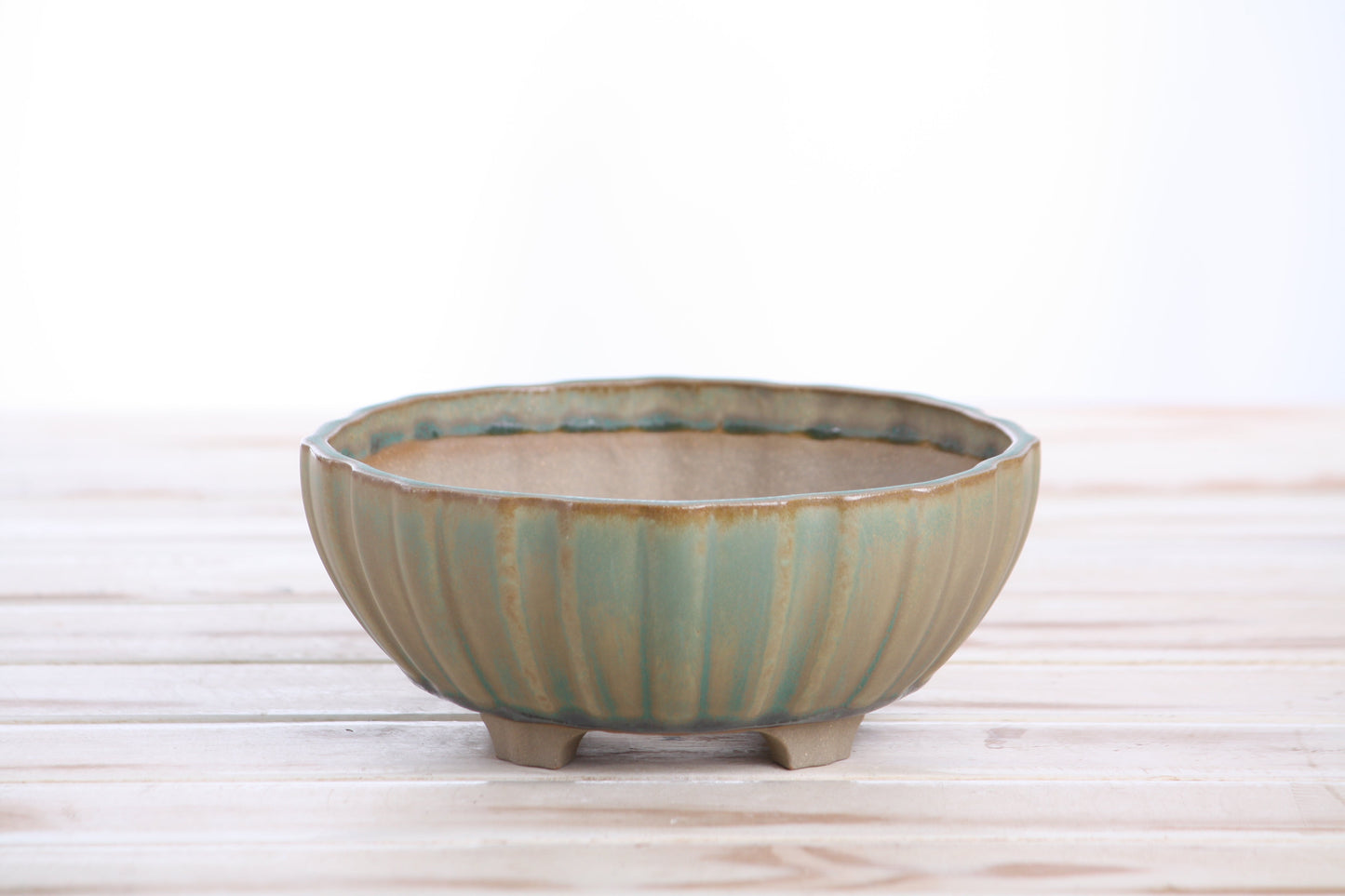 Willow Bonsai Ceramics Lily Bonsai Pot 6 Inch – Sculpted Rounded Ceramic Bonsai & Succulent Planter with Wavy Profile, High‑Fired Frost‑Proof Stoneware, Handmade in USA (Speckled Moss)
