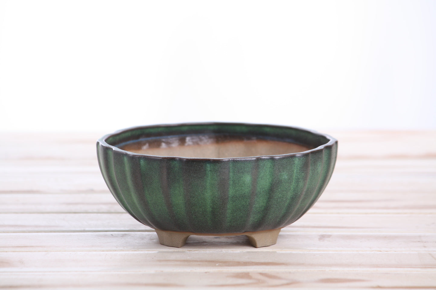 Willow Bonsai Ceramics Lily Bonsai Pot 6 Inch – Sculpted Rounded Ceramic Bonsai & Succulent Planter with Wavy Profile, High‑Fired Frost‑Proof Stoneware, Handmade in USA (Avocado)