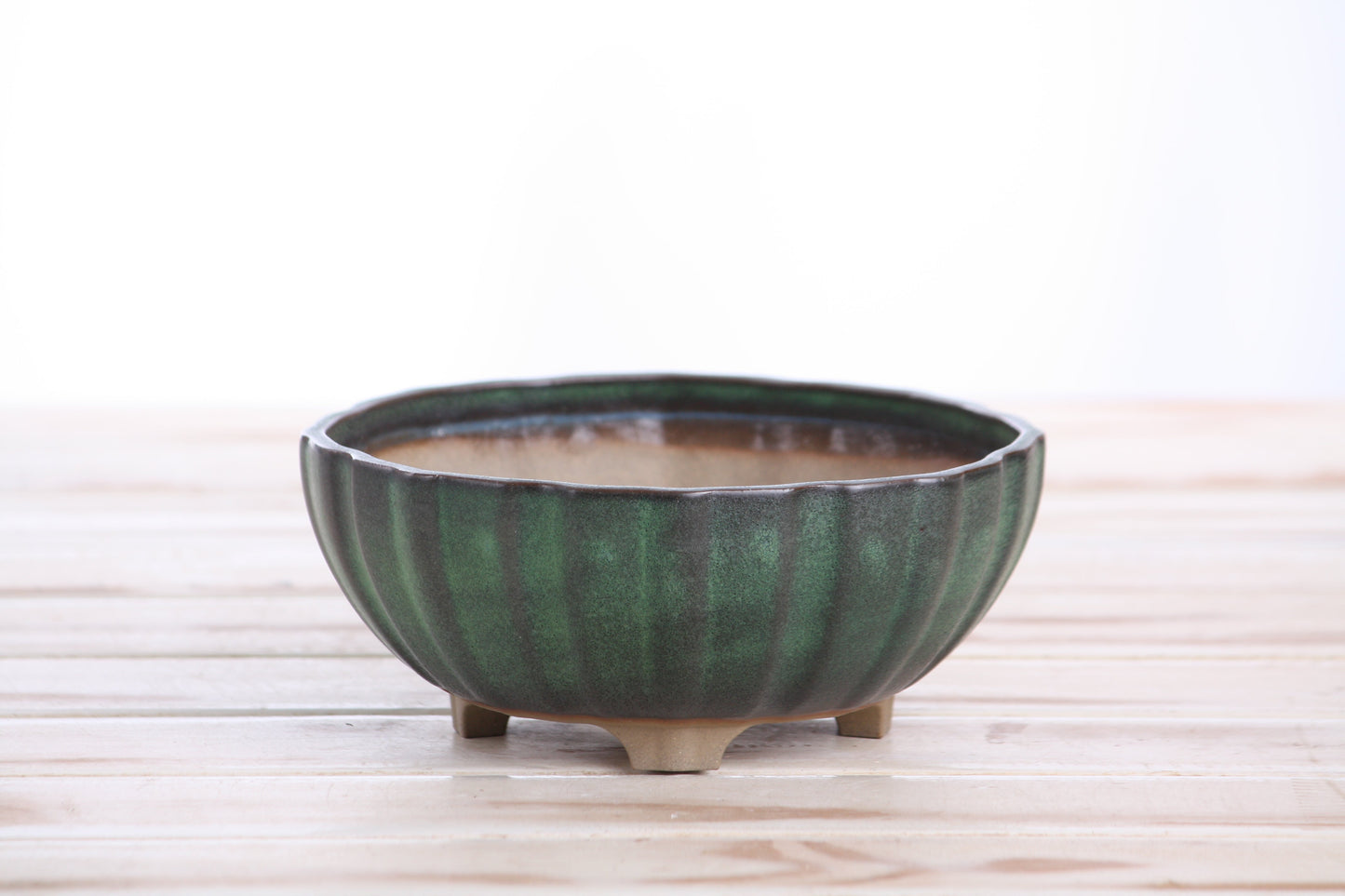 Willow Bonsai Ceramics Lily Bonsai Pot 6 Inch – Sculpted Rounded Ceramic Bonsai & Succulent Planter with Wavy Profile, High‑Fired Frost‑Proof Stoneware, Handmade in USA (Avocado)