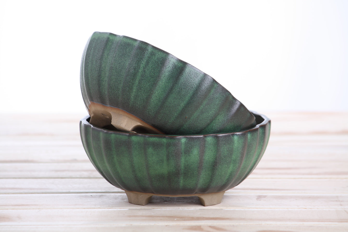 Willow Bonsai Ceramics Lily Bonsai Pot 6 Inch – Sculpted Rounded Ceramic Bonsai & Succulent Planter with Wavy Profile, High‑Fired Frost‑Proof Stoneware, Handmade in USA (Avocado)