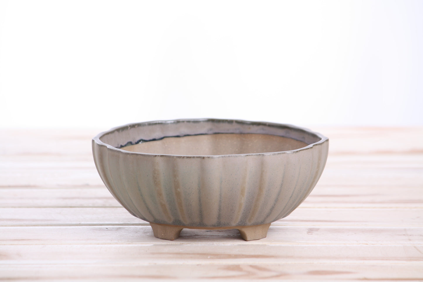 Willow Bonsai Ceramics Lily Bonsai Pot 6 Inch – Sculpted Rounded Ceramic Bonsai & Succulent Planter with Wavy Profile, High‑Fired Frost‑Proof Stoneware, Handmade in USA (Ocean)