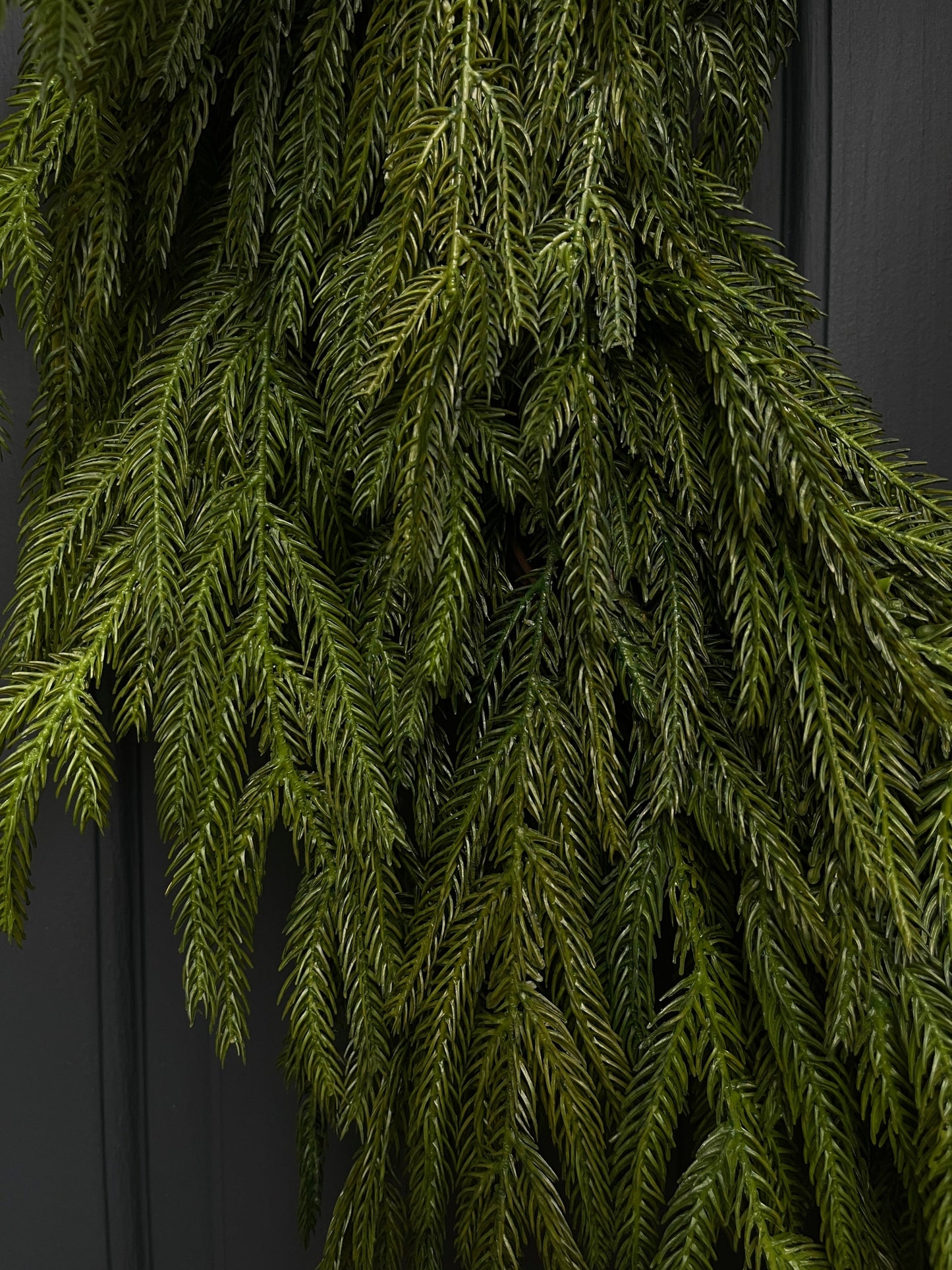 Faux Norfolk Pine Wreath with Red Velvet Bow