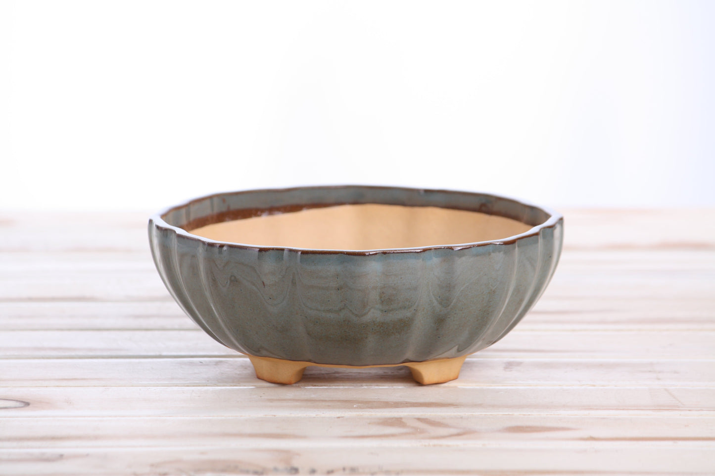Willow Bonsai Ceramics Lily Bonsai Pot 7 Inch – Sculpted Rounded Ceramic Bonsai & Succulent Planter with Wavy Profile, High‑Fired Frost‑Proof Stoneware, Handmade in USA (Starry Night)