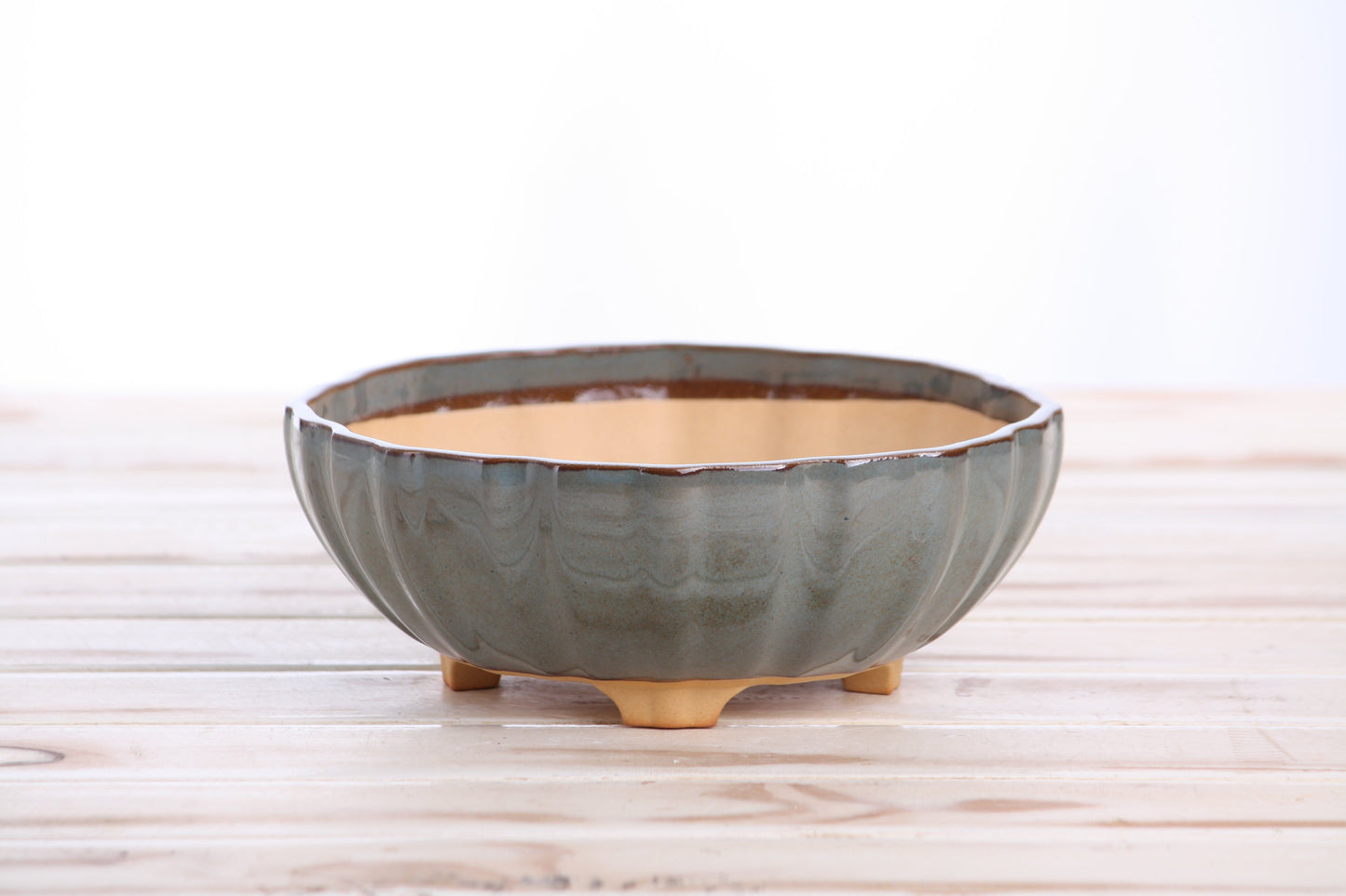 Willow Bonsai Ceramics Lily Bonsai Pot 7 Inch – Sculpted Rounded Ceramic Bonsai & Succulent Planter with Wavy Profile, High‑Fired Frost‑Proof Stoneware, Handmade in USA (Starry Night)