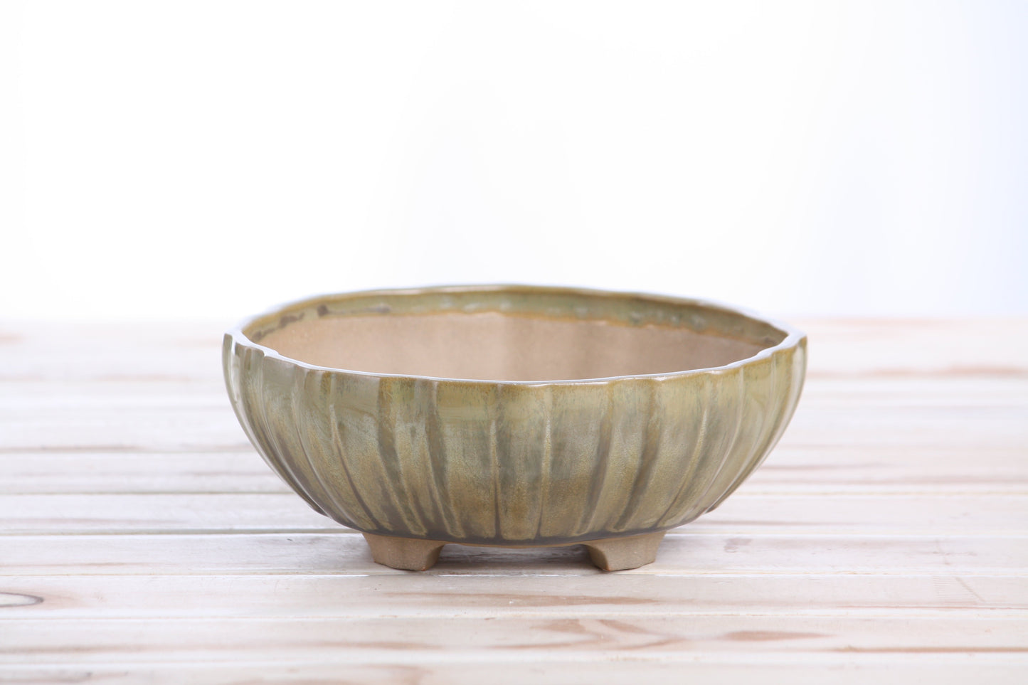 Willow Bonsai Ceramics Lily Bonsai Pot 7 Inch – Sculpted Rounded Ceramic Bonsai & Succulent Planter with Wavy Profile, High‑Fired Frost‑Proof Stoneware, Handmade in USA (Copenhagen)