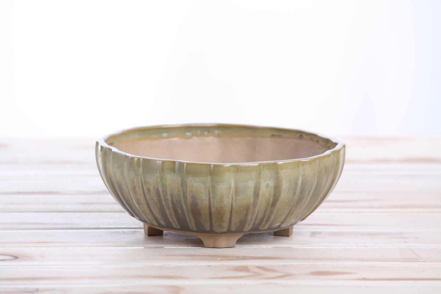 Willow Bonsai Ceramics Lily Bonsai Pot 7 Inch – Sculpted Rounded Ceramic Bonsai & Succulent Planter with Wavy Profile, High‑Fired Frost‑Proof Stoneware, Handmade in USA (Copenhagen)