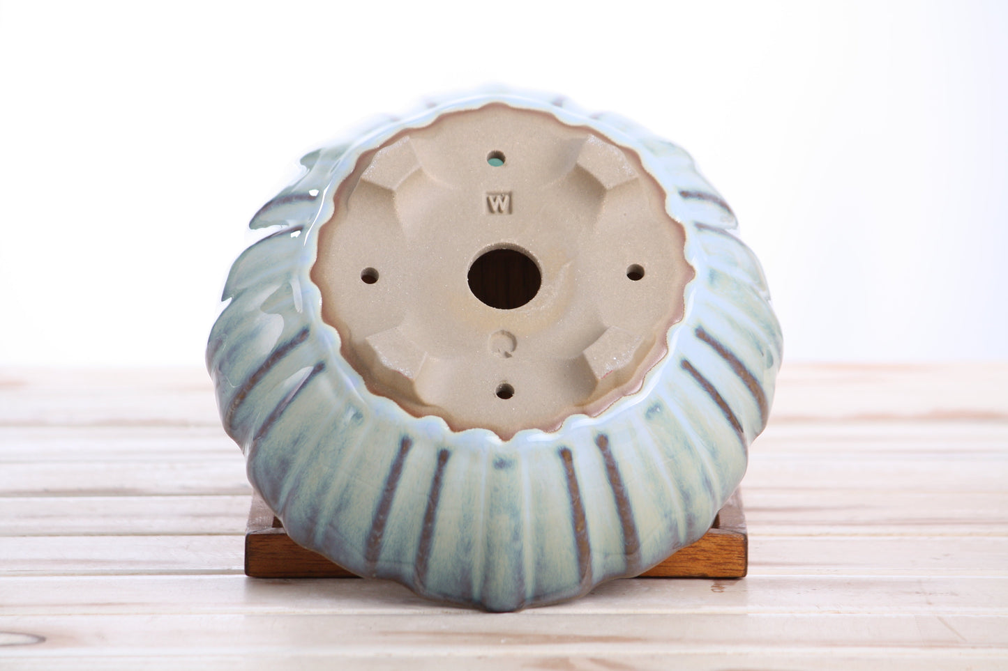 Willow Bonsai Ceramics Lily Bonsai Pot 7 Inch – Sculpted Rounded Ceramic Bonsai & Succulent Planter with Wavy Profile, High‑Fired Frost‑Proof Stoneware, Handmade in USA (Glacier)