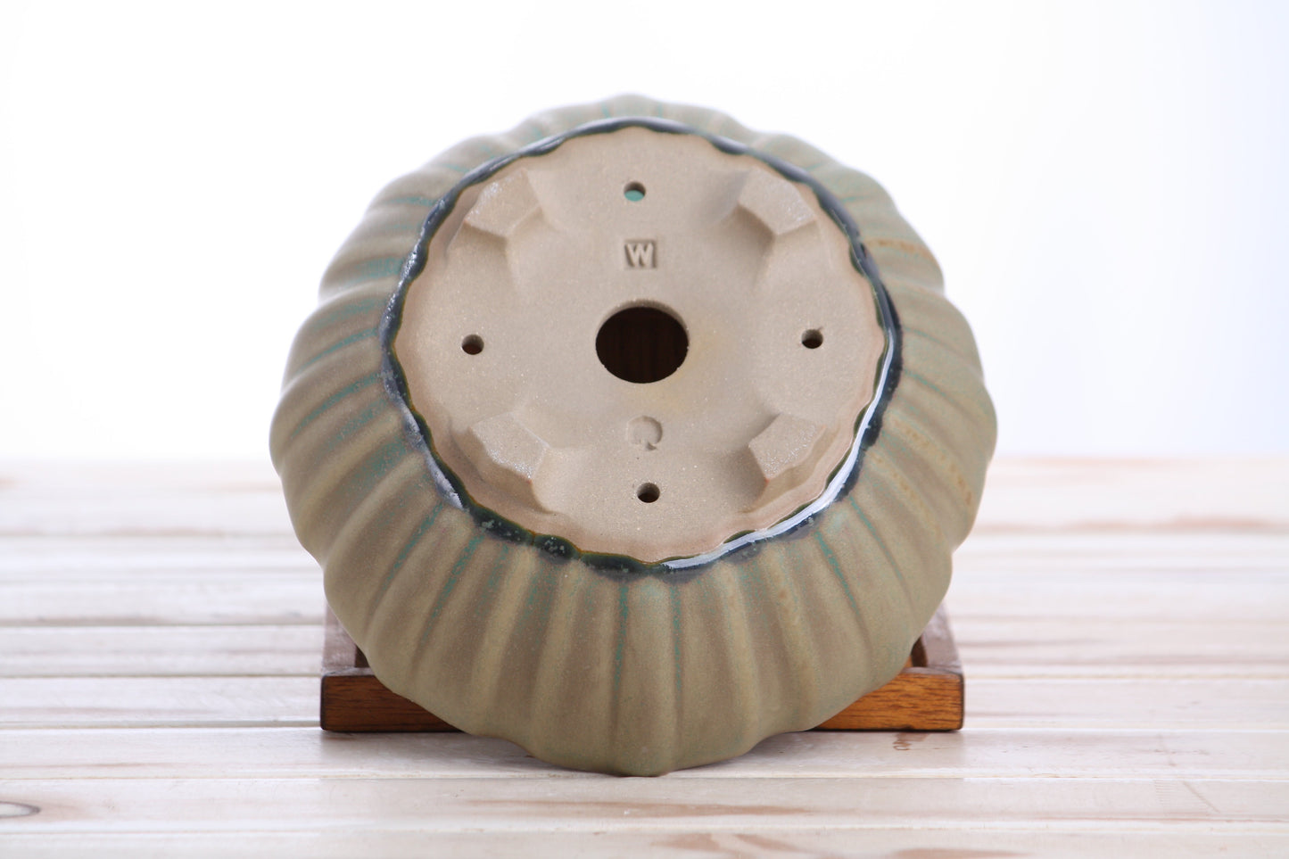 Willow Bonsai Ceramics Lily Bonsai Pot 7 Inch – Sculpted Rounded Ceramic Bonsai & Succulent Planter with Wavy Profile, High‑Fired Frost‑Proof Stoneware, Handmade in USA (Speckled Moss)