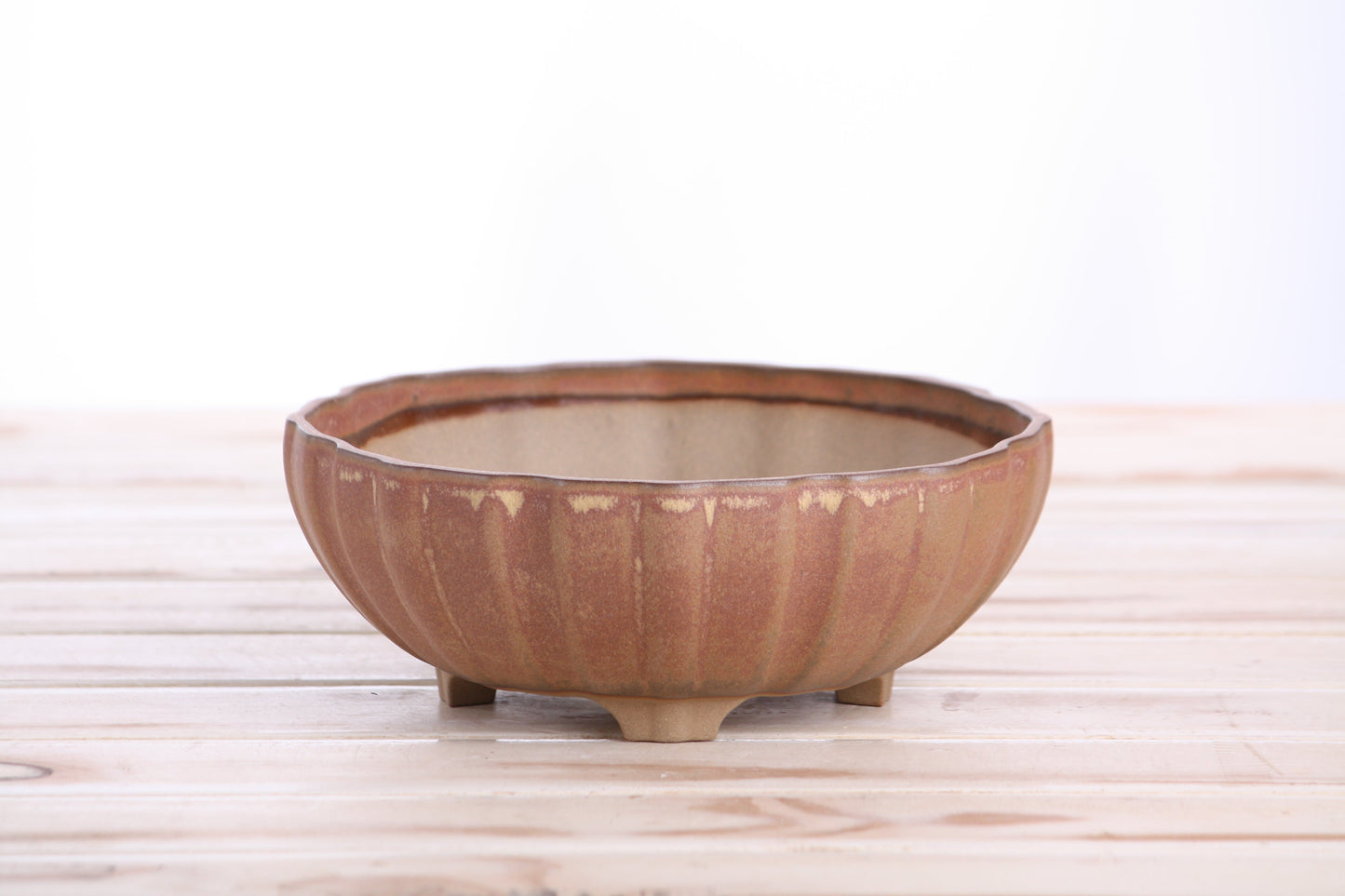 Willow Bonsai Ceramics Lily Bonsai Pot 7 Inch – Sculpted Rounded Ceramic Bonsai & Succulent Planter with Wavy Profile, High‑Fired Frost‑Proof Stoneware, Handmade in USA (Deep Stone)