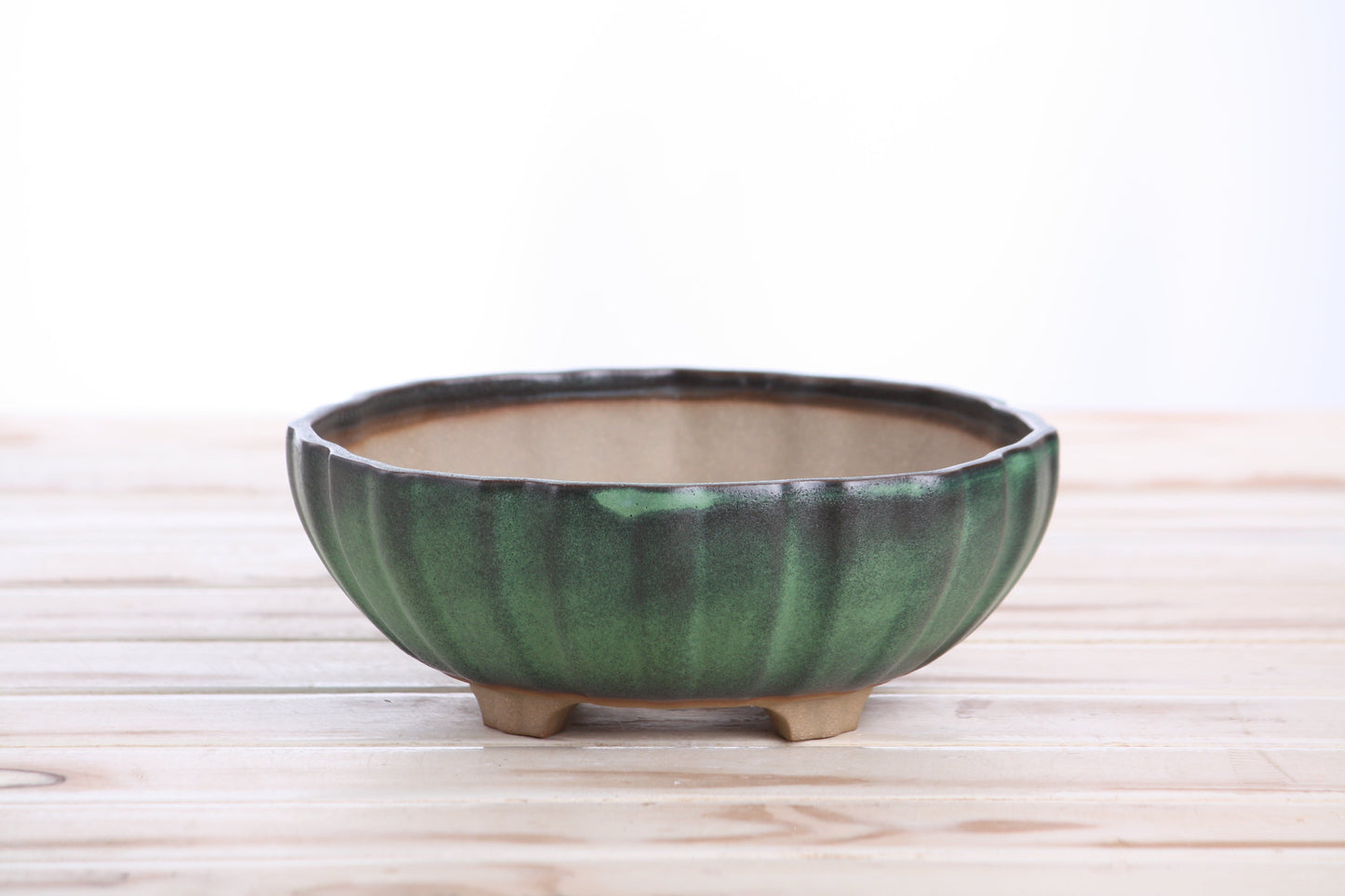 Willow Bonsai Ceramics Lily Bonsai Pot 7 Inch – Sculpted Rounded Ceramic Bonsai & Succulent Planter with Wavy Profile, High‑Fired Frost‑Proof Stoneware, Handmade in USA (Avocado)
