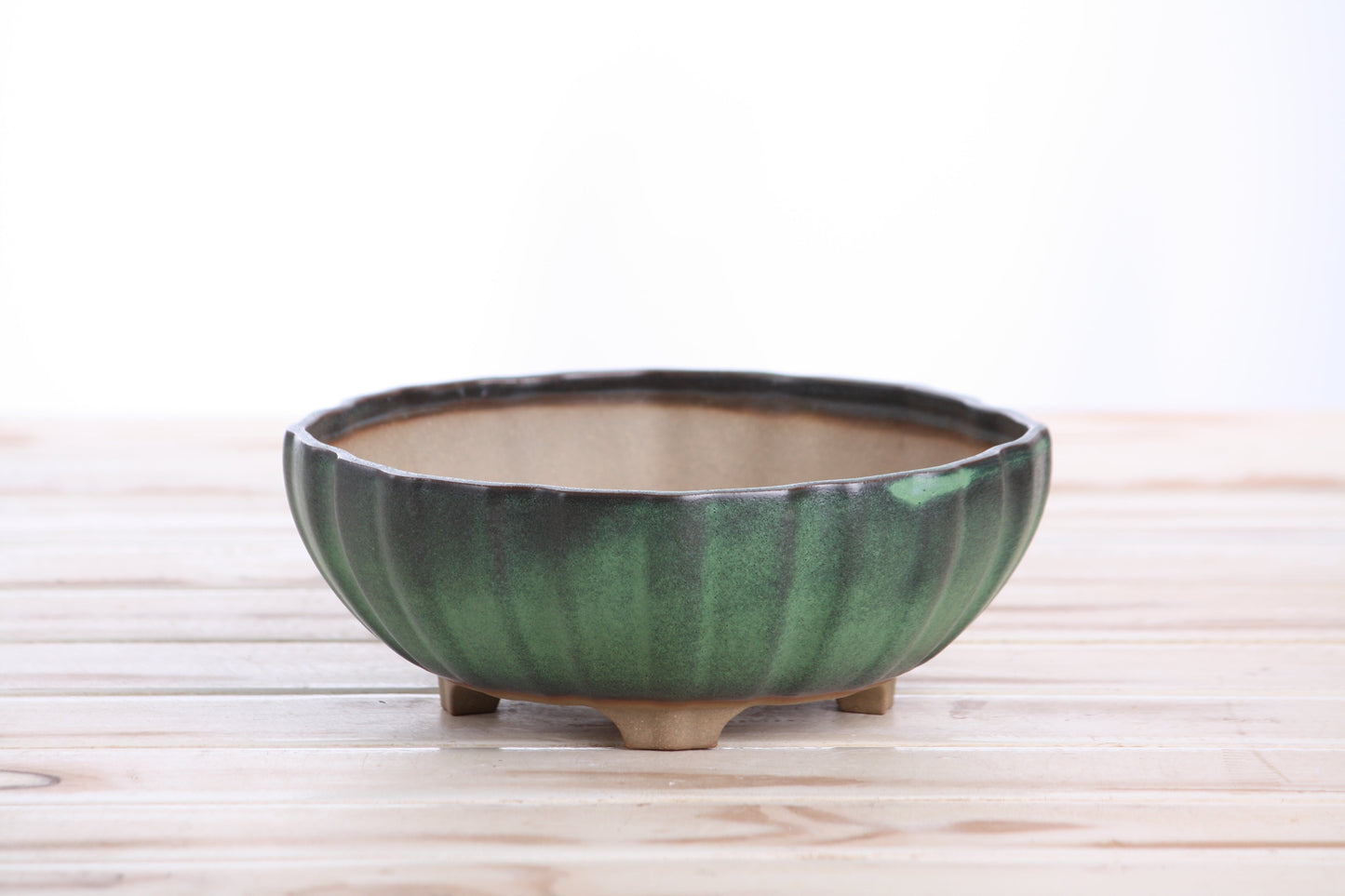 Willow Bonsai Ceramics Lily Bonsai Pot 7 Inch – Sculpted Rounded Ceramic Bonsai & Succulent Planter with Wavy Profile, High‑Fired Frost‑Proof Stoneware, Handmade in USA (Avocado)