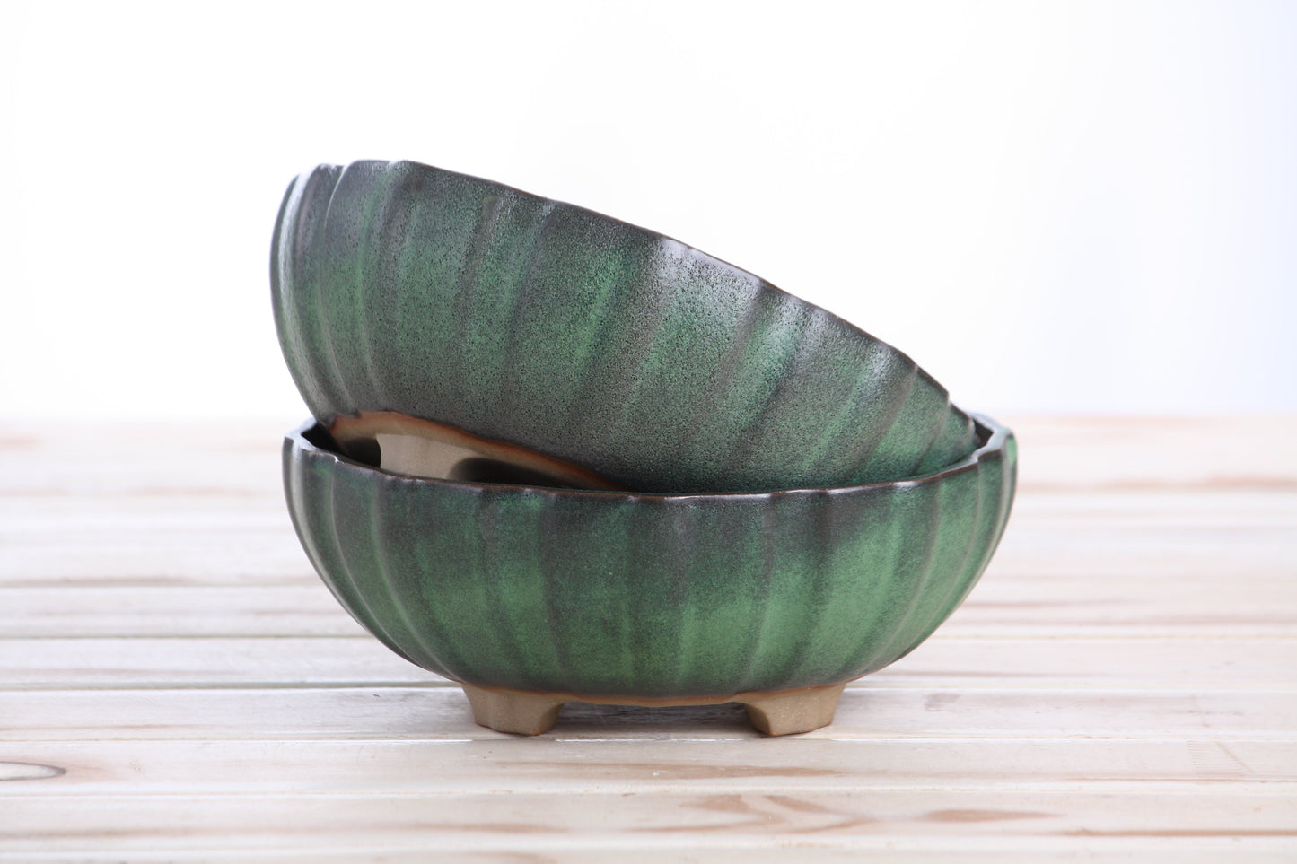 Willow Bonsai Ceramics Lily Bonsai Pot 7 Inch – Sculpted Rounded Ceramic Bonsai & Succulent Planter with Wavy Profile, High‑Fired Frost‑Proof Stoneware, Handmade in USA (Avocado)