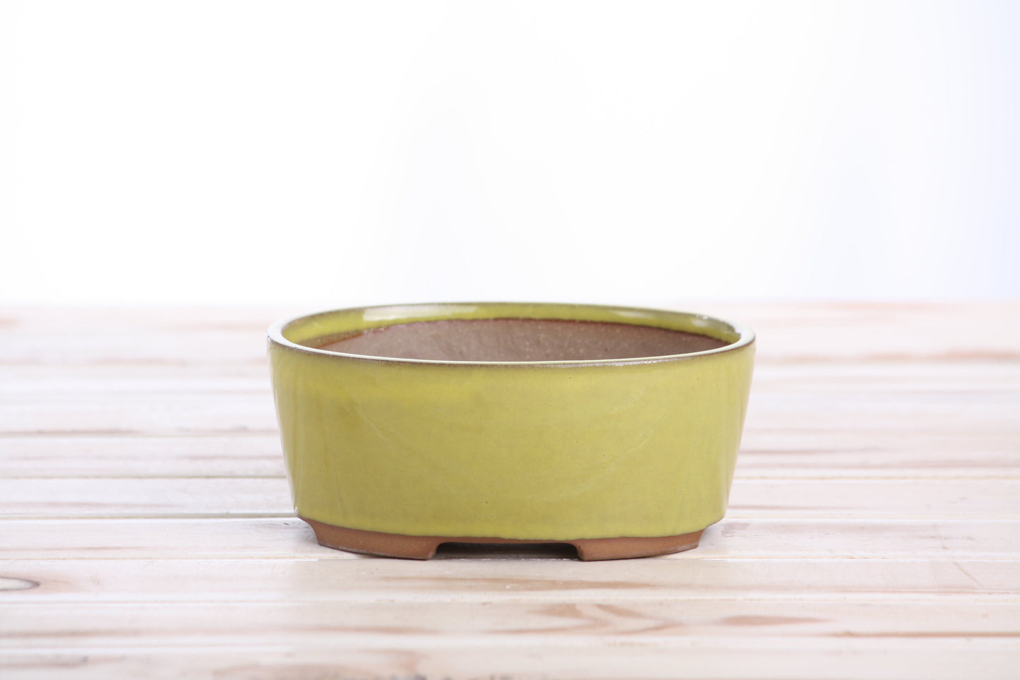 Willow Bonsai Ceramics Oval A Bonsai Pot 6 Inch – Straight‑Sided Oval Ceramic Bonsai & Succulent Planter, High‑Fired Frost‑Proof Stoneware with Drainage & Wiring Holes, Handmade in USA (Yellow)